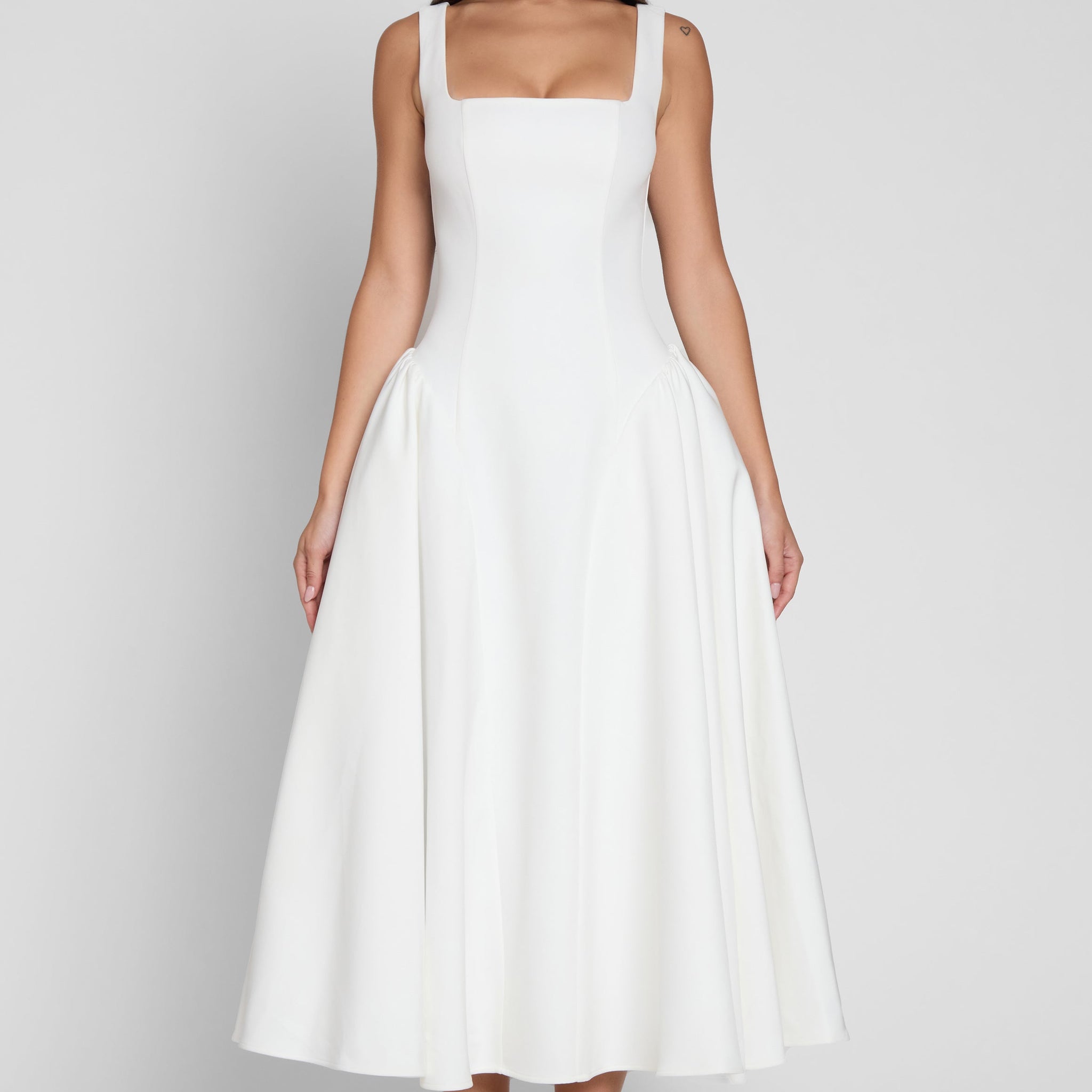 Nyra Korse Midi Elbise | D1092-WHITE-XS | D1092-WHITE-S | D1092-WHITE-M | D1092-WHITE-L | D1092-WHITE-XL | D1092-WHITE-XXL