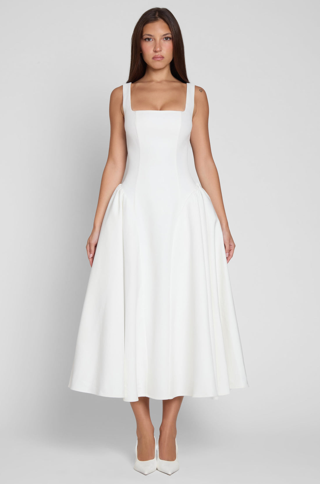 Nyra Korse Midi Elbise | D1092-WHITE-XS | D1092-WHITE-S | D1092-WHITE-M | D1092-WHITE-L | D1092-WHITE-XL | D1092-WHITE-XXL