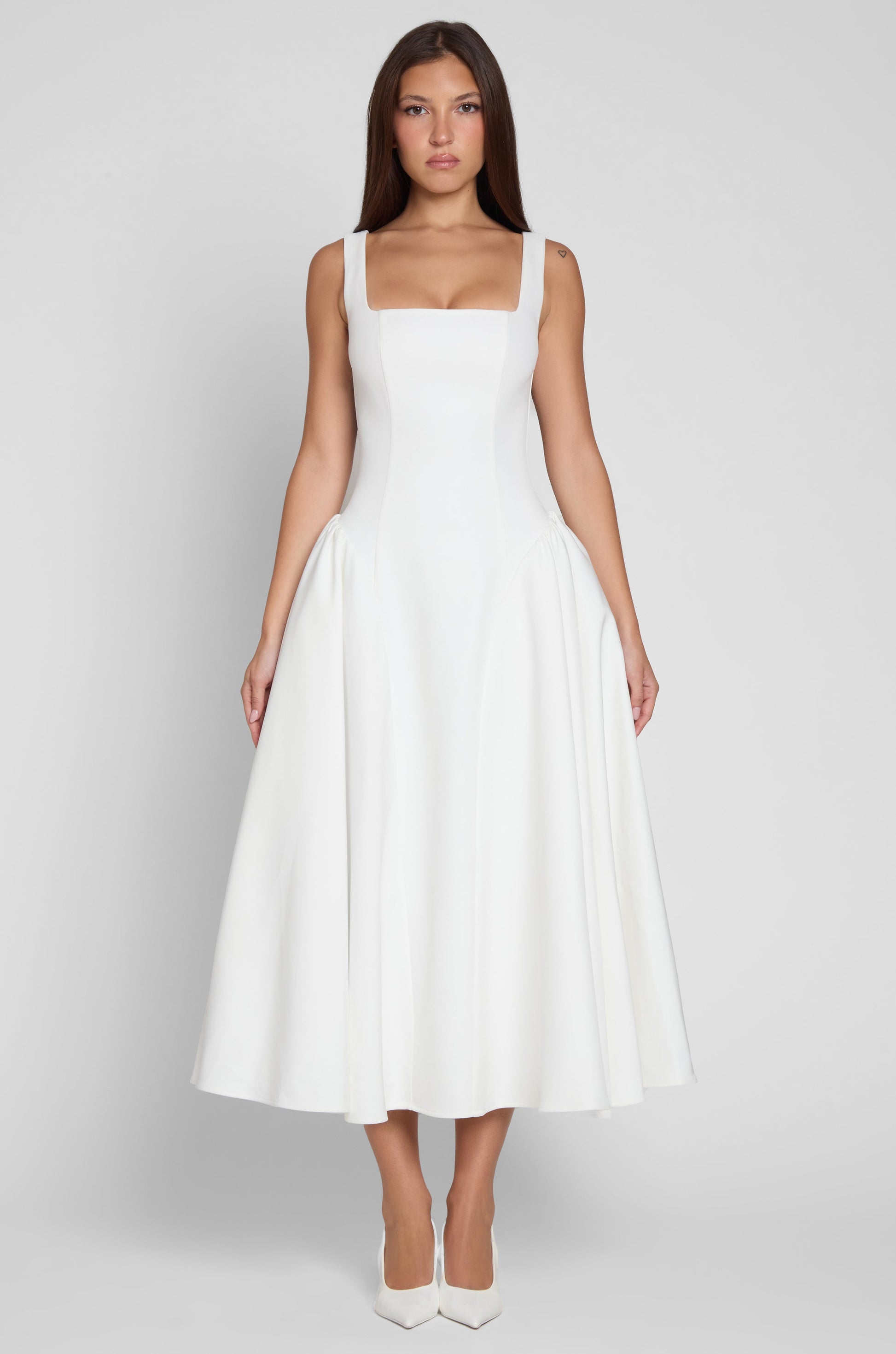 Nyra Korse Midi Elbise | D1092-WHITE-XS | D1092-WHITE-S | D1092-WHITE-M | D1092-WHITE-L | D1092-WHITE-XL | D1092-WHITE-XXL