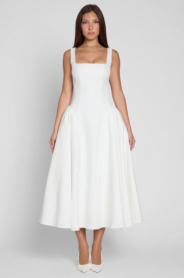 Nyra Korse Midi Elbise | D1092-WHITE-XS | D1092-WHITE-S | D1092-WHITE-M | D1092-WHITE-L | D1092-WHITE-XL | D1092-WHITE-XXL