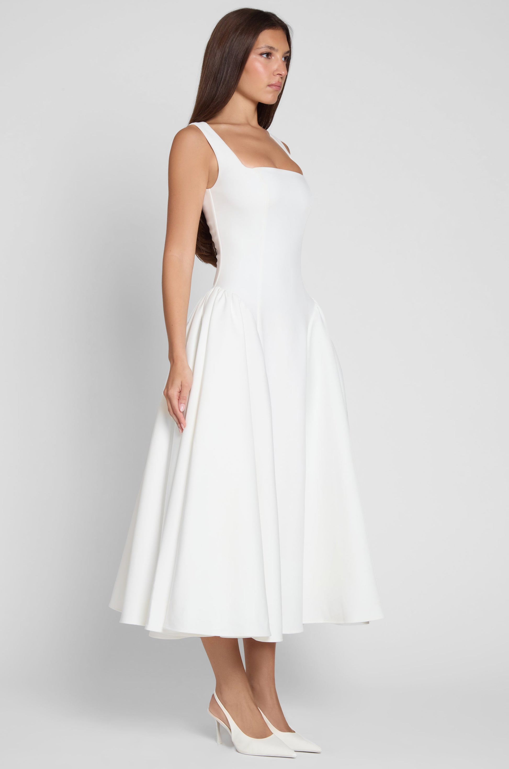 Nyra Korse Midi Elbise | D1092-WHITE-XS | D1092-WHITE-S | D1092-WHITE-M | D1092-WHITE-L | D1092-WHITE-XL | D1092-WHITE-XXL