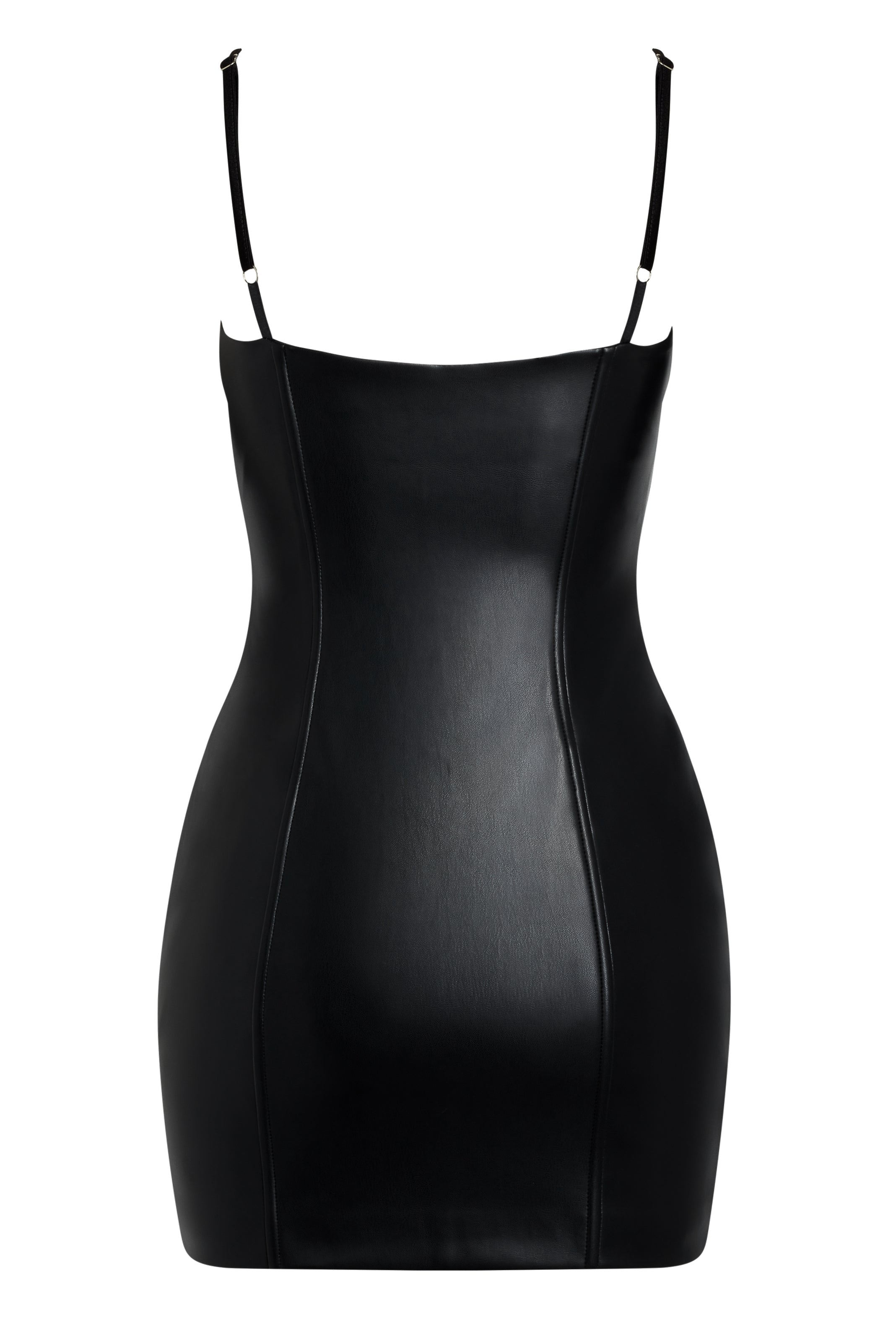 Philomena Vegan Deri Bustiyer Mini Elbise | D1060-BLK-XS | D1060-BLK-S | D1060-BLK-M | D1060-BLK-L | D1060-BLK-XL | D1060-BLK-XXL