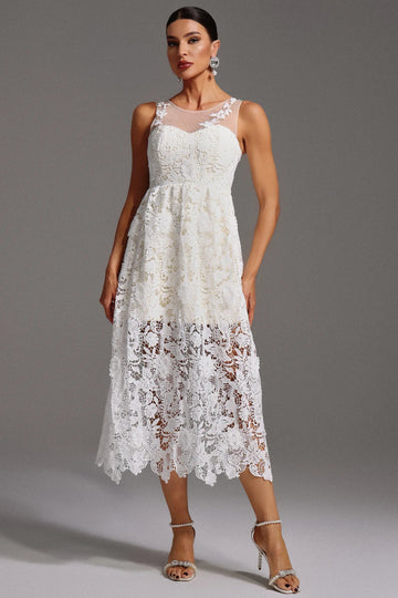 Gwyneth Dantel Uzun Elbise | S-Beyaz | M-Beyaz | L-Beyaz | Xl-Beyaz