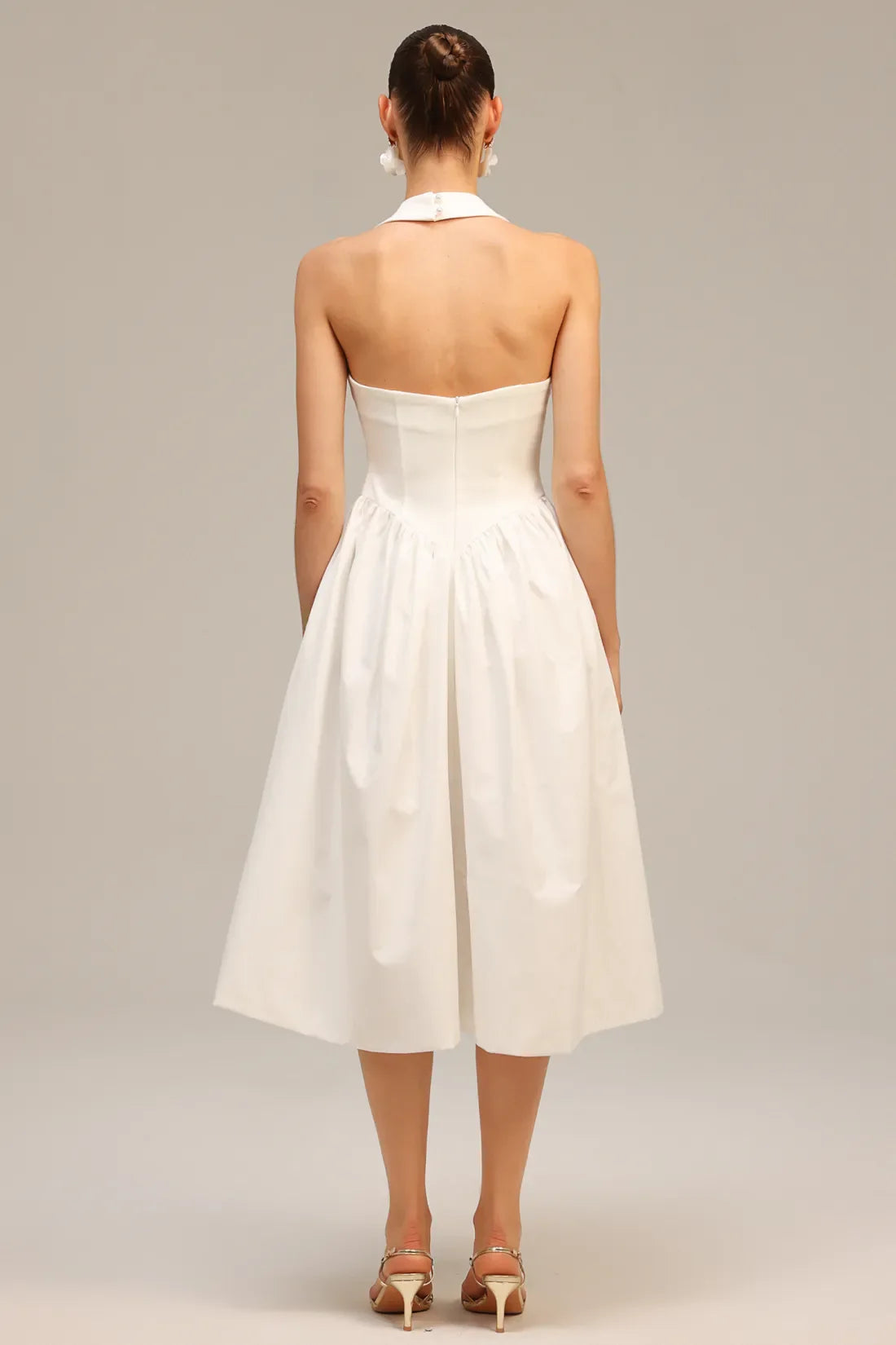 Ivanna Halter Midi Elbise | S-Beyaz | M-Beyaz | L-Beyaz