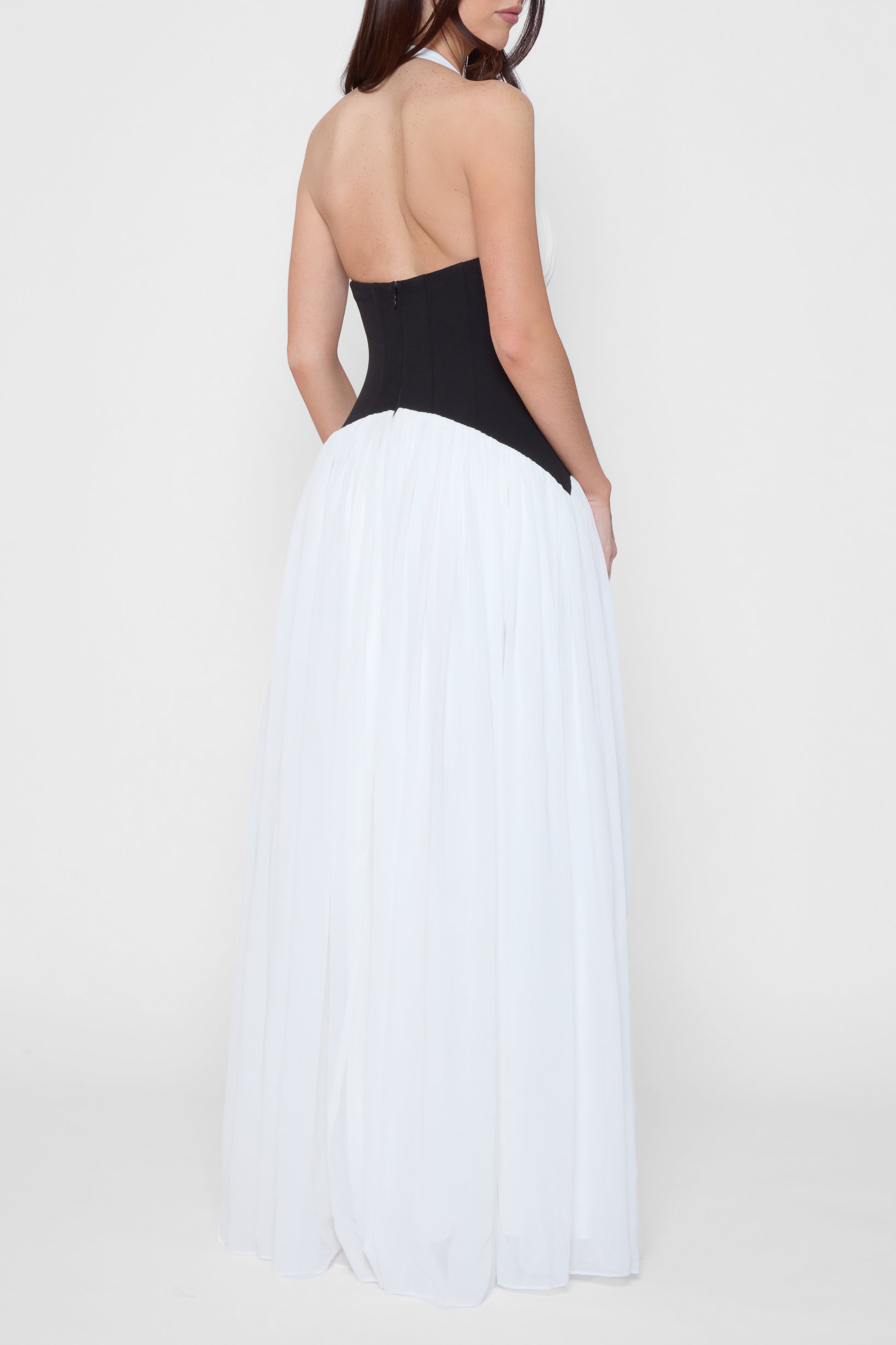 Mirielle Halter Korse Maksi Elbise | D1112-WHITE-XS | D1112-WHITE-S | D1112-WHITE-M | D1112-WHITE-L | D1112-WHITE-XL | D1112-WHITE-XXL