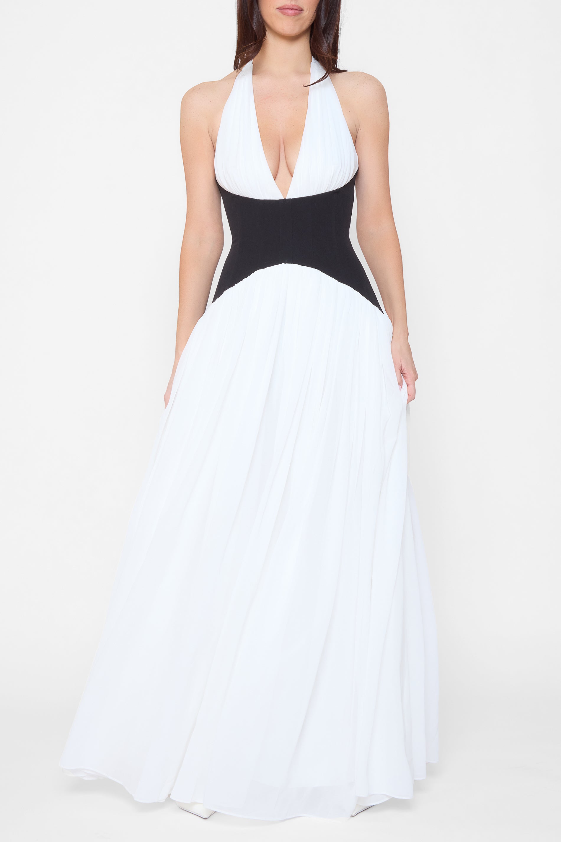 Mirielle Halter Korse Maksi Elbise | D1112-WHITE-XS | D1112-WHITE-S | D1112-WHITE-M | D1112-WHITE-L | D1112-WHITE-XL | D1112-WHITE-XXL