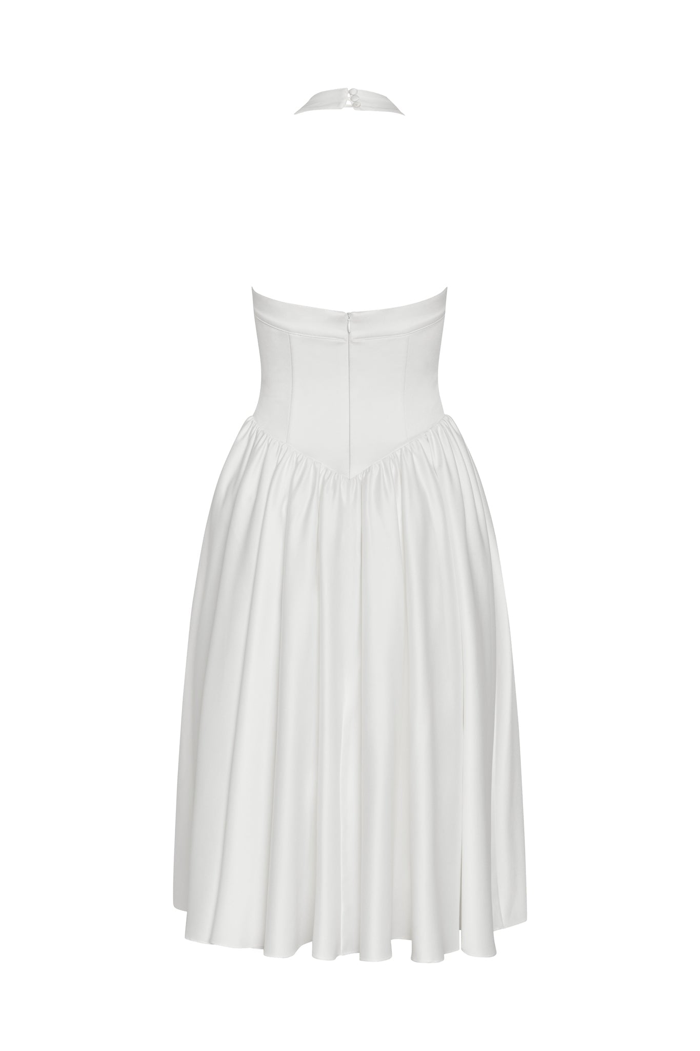 Angely Halter Korse Midi Elbise | D1066-WHITE-XS | D1066-WHITE-S | D1066-WHITE-M | D1066-WHITE-L | D1066-WHITE-XL | D1066-WHITE-XXL