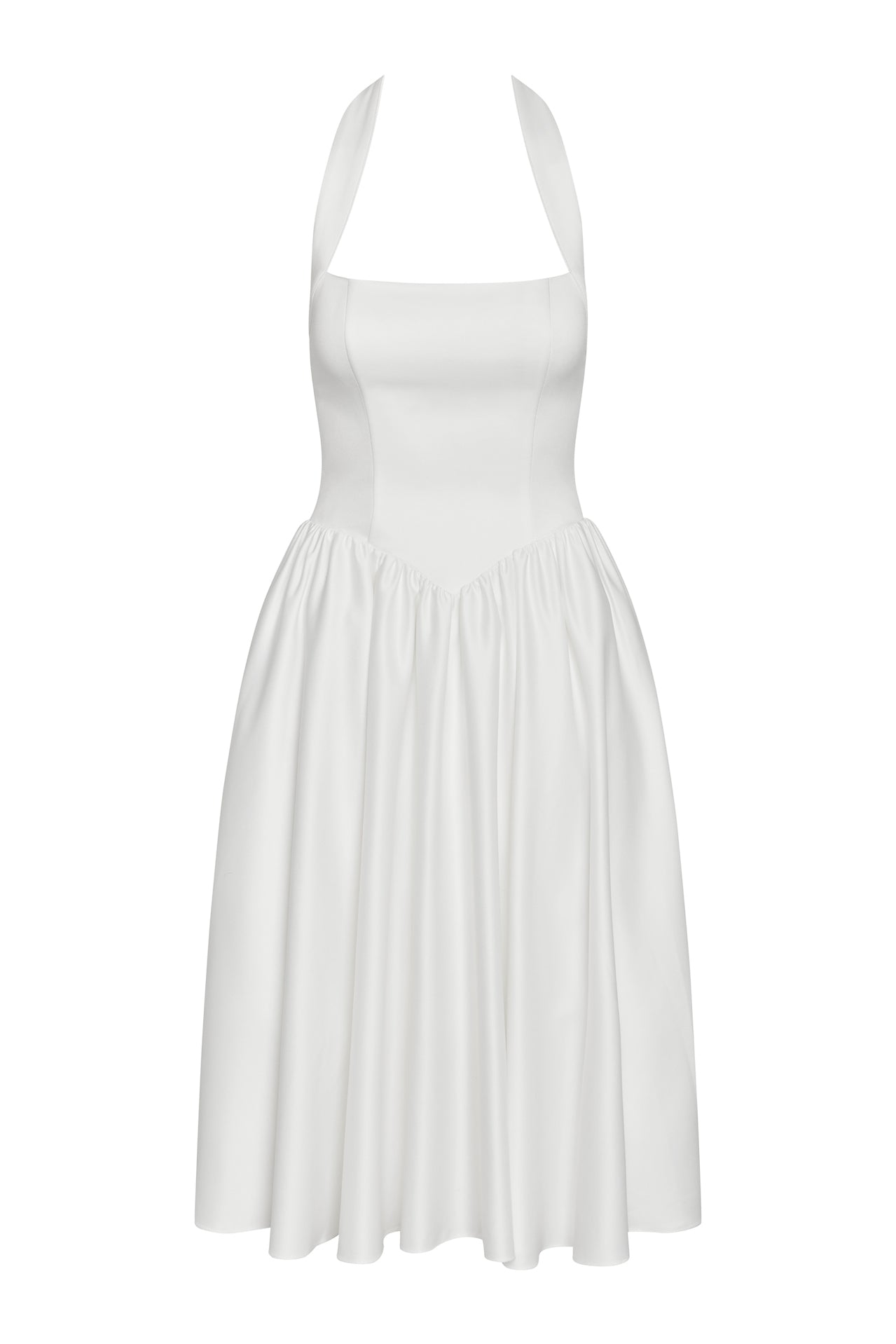 Angely Halter Korse Midi Elbise | D1066-WHITE-XS | D1066-WHITE-S | D1066-WHITE-M | D1066-WHITE-L | D1066-WHITE-XL | D1066-WHITE-XXL