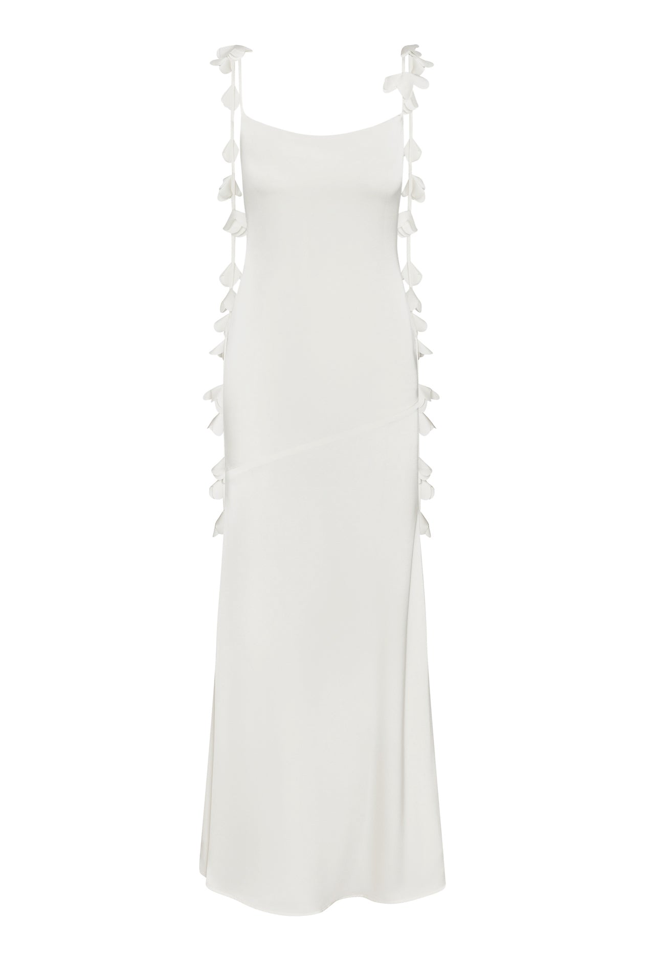 Debora Petal Saten Maksi Elbise | D1071-WHITE-XS | D1071-WHITE-S | D1071-WHITE-M | D1071-WHITE-L | D1071-WHITE-XL | D1071-WHITE-XXL