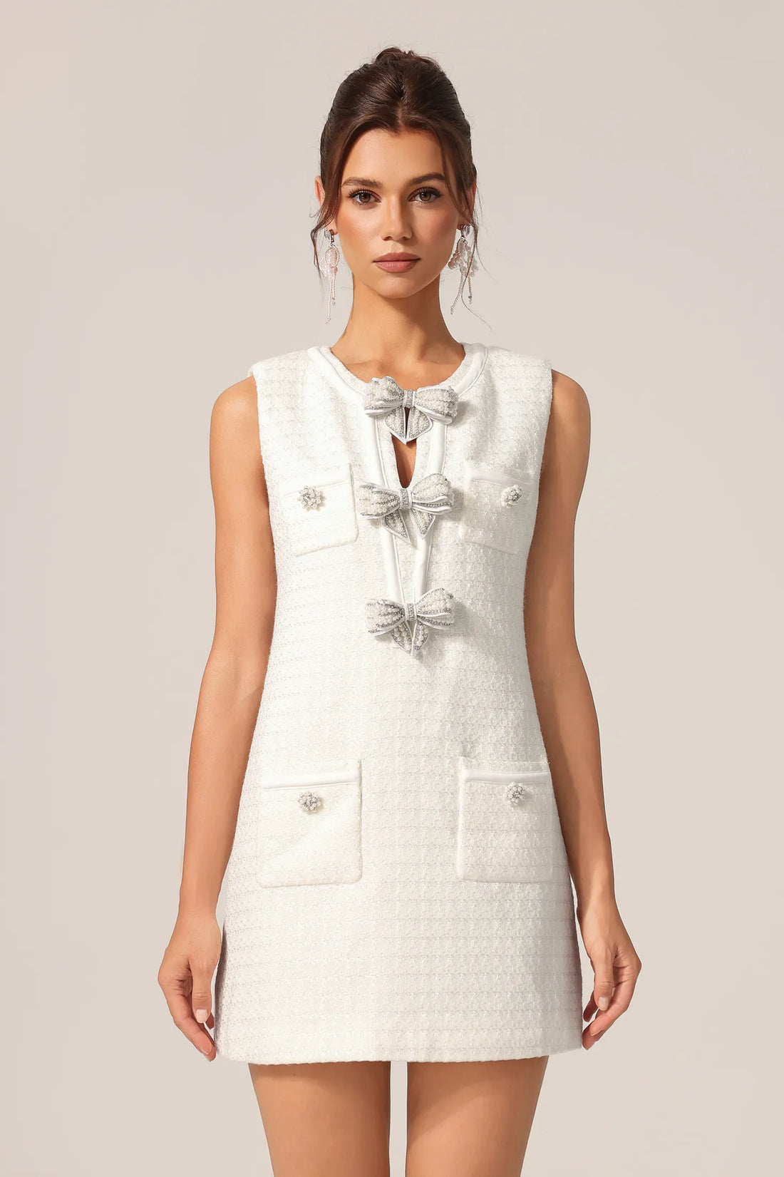 Tinsley Strapli Fiyonklu Mini Elbise | S-Beyaz | M-Beyaz | L-Beyaz | Xl-Beyaz