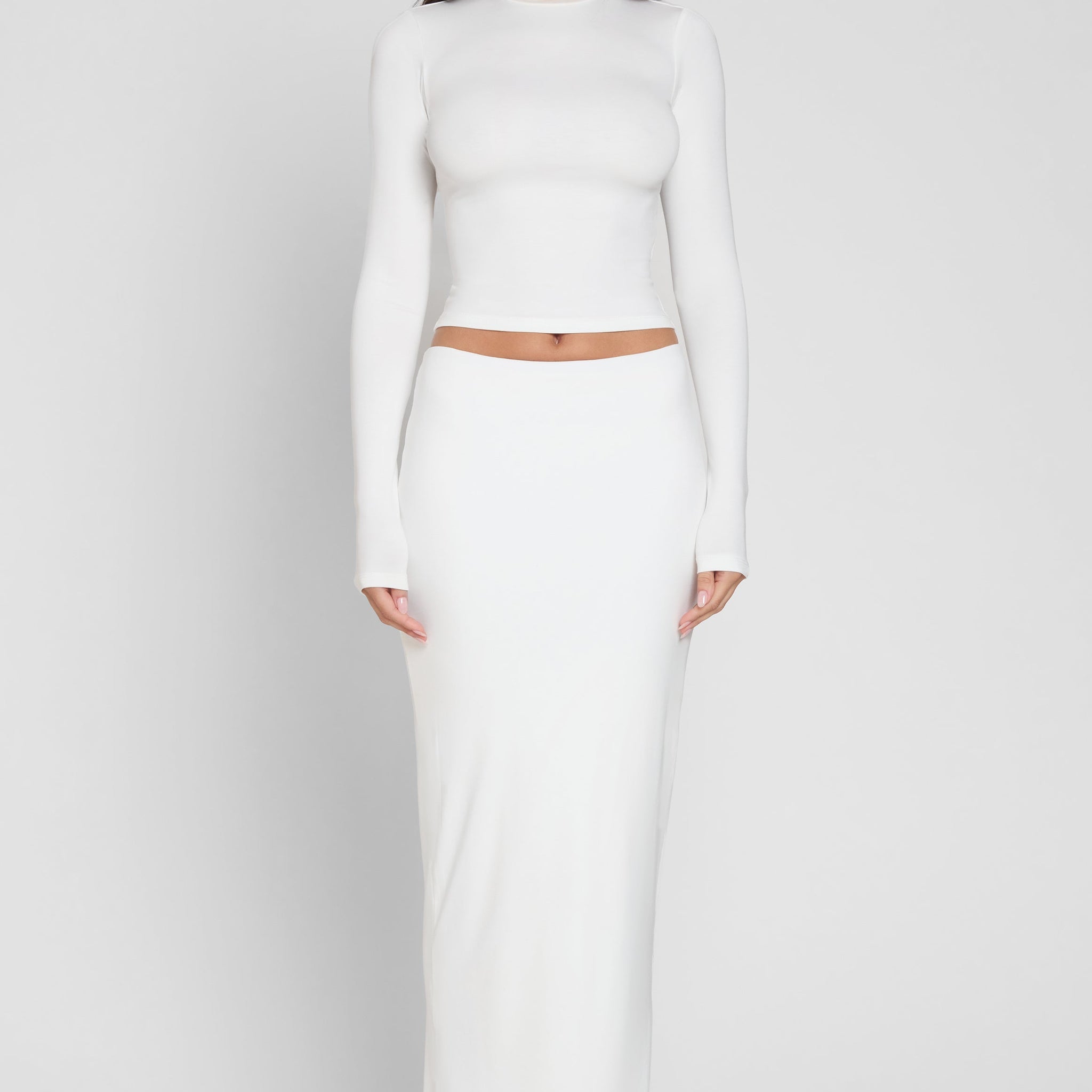 Hadassah Beyaz Jersey Maksi Etek | SKRT1016-WHITE-XS | SKRT1016-WHITE-S | SKRT1016-WHITE-M | SKRT1016-WHITE-L | SKRT1016-WHITE-XL | SKRT1016-WHITE-XXL
