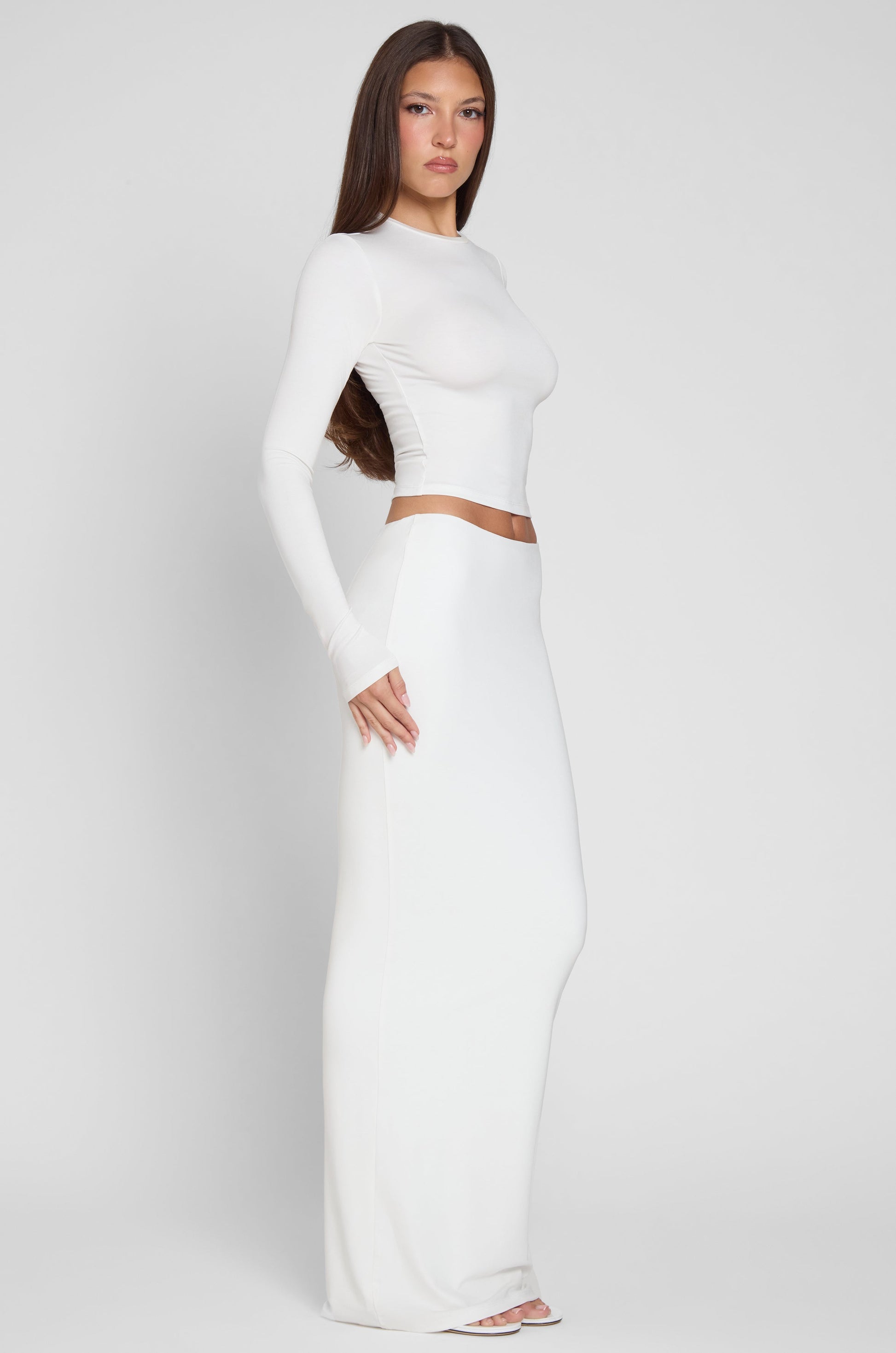 Hadassah Beyaz Jersey Maksi Etek | SKRT1016-WHITE-XS | SKRT1016-WHITE-S | SKRT1016-WHITE-M | SKRT1016-WHITE-L | SKRT1016-WHITE-XL | SKRT1016-WHITE-XXL