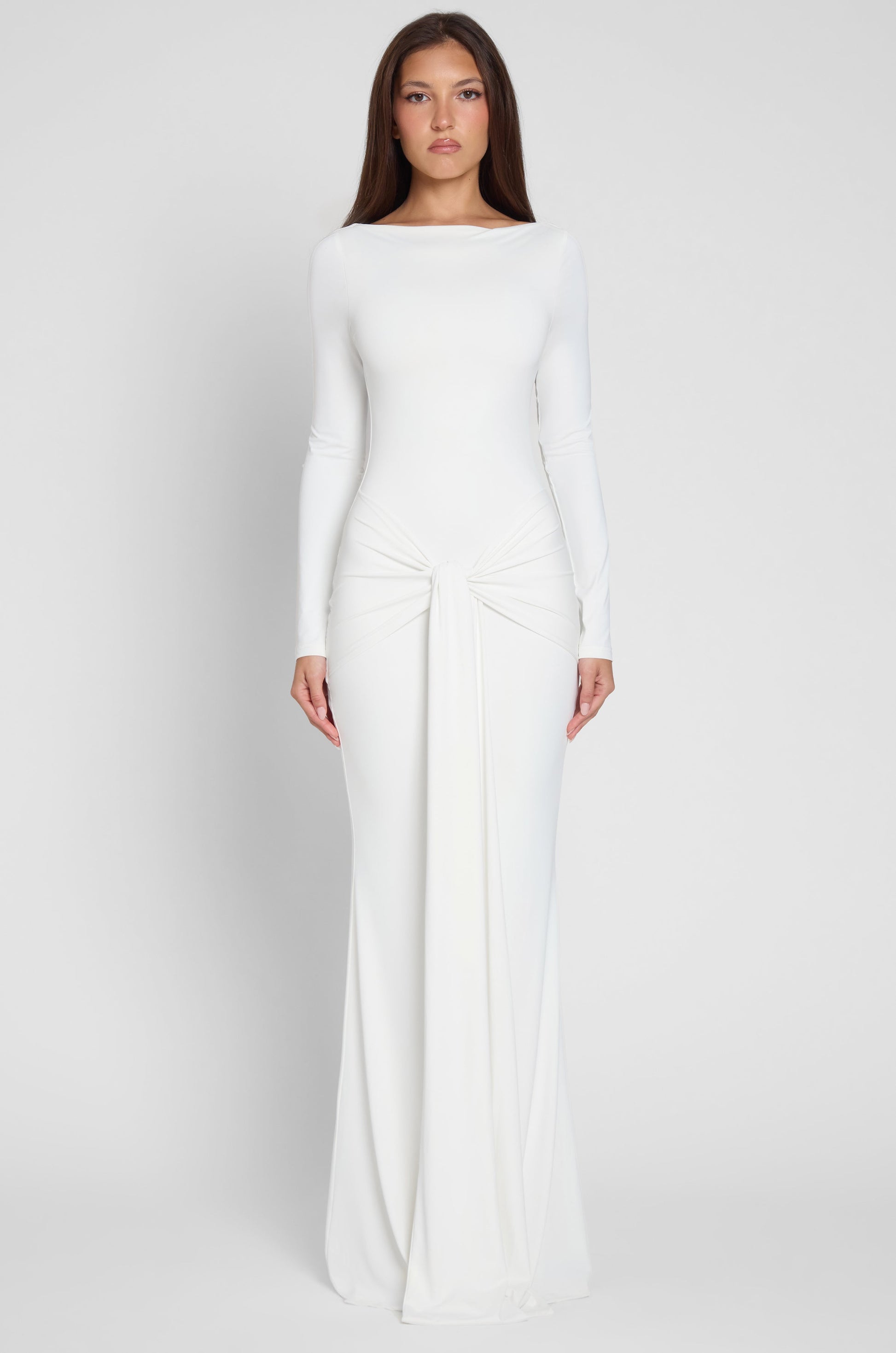 Sanvi Beyaz Dugum Maksi Elbise | D1073-WHITE-XS | D1073-WHITE-S | D1073-WHITE-M | D1073-WHITE-L | D1073-WHITE-XL | D1073-WHITE-XXL
