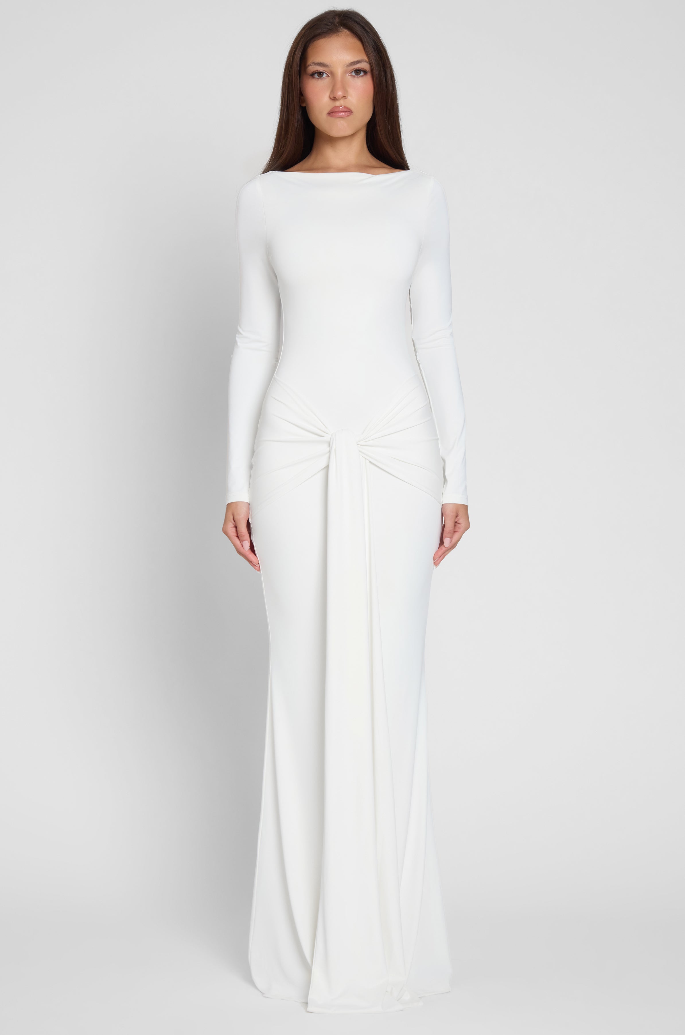 Sanvi Beyaz Dugum Maksi Elbise | D1073-WHITE-XS | D1073-WHITE-S | D1073-WHITE-M | D1073-WHITE-L | D1073-WHITE-XL | D1073-WHITE-XXL