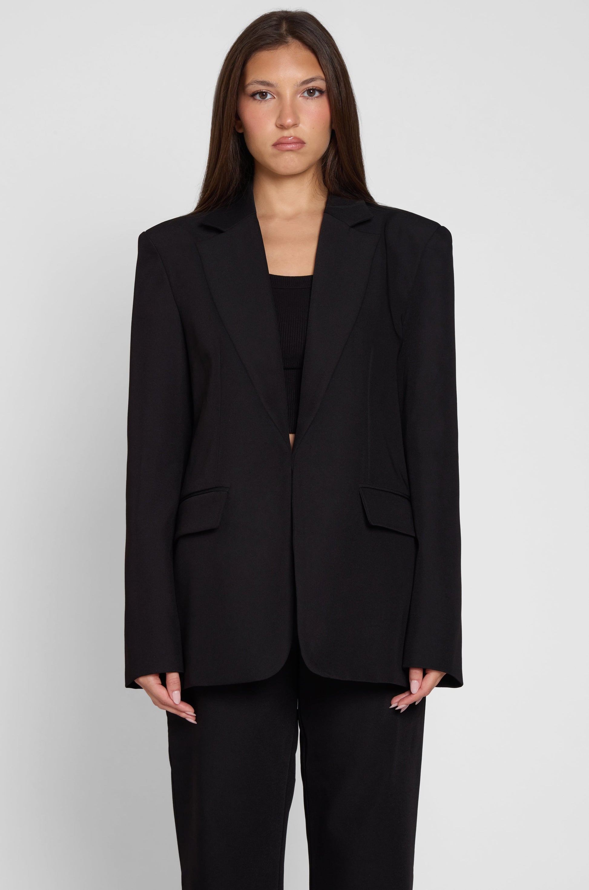 Alli Siyah Oversize Blazer | BLZ1001-BLK-XS | BLZ1001-BLK-S | BLZ1001-BLK-M | BLZ1001-BLK-L | BLZ1001-BLK-XL | BLZ1001-BLK-XXL