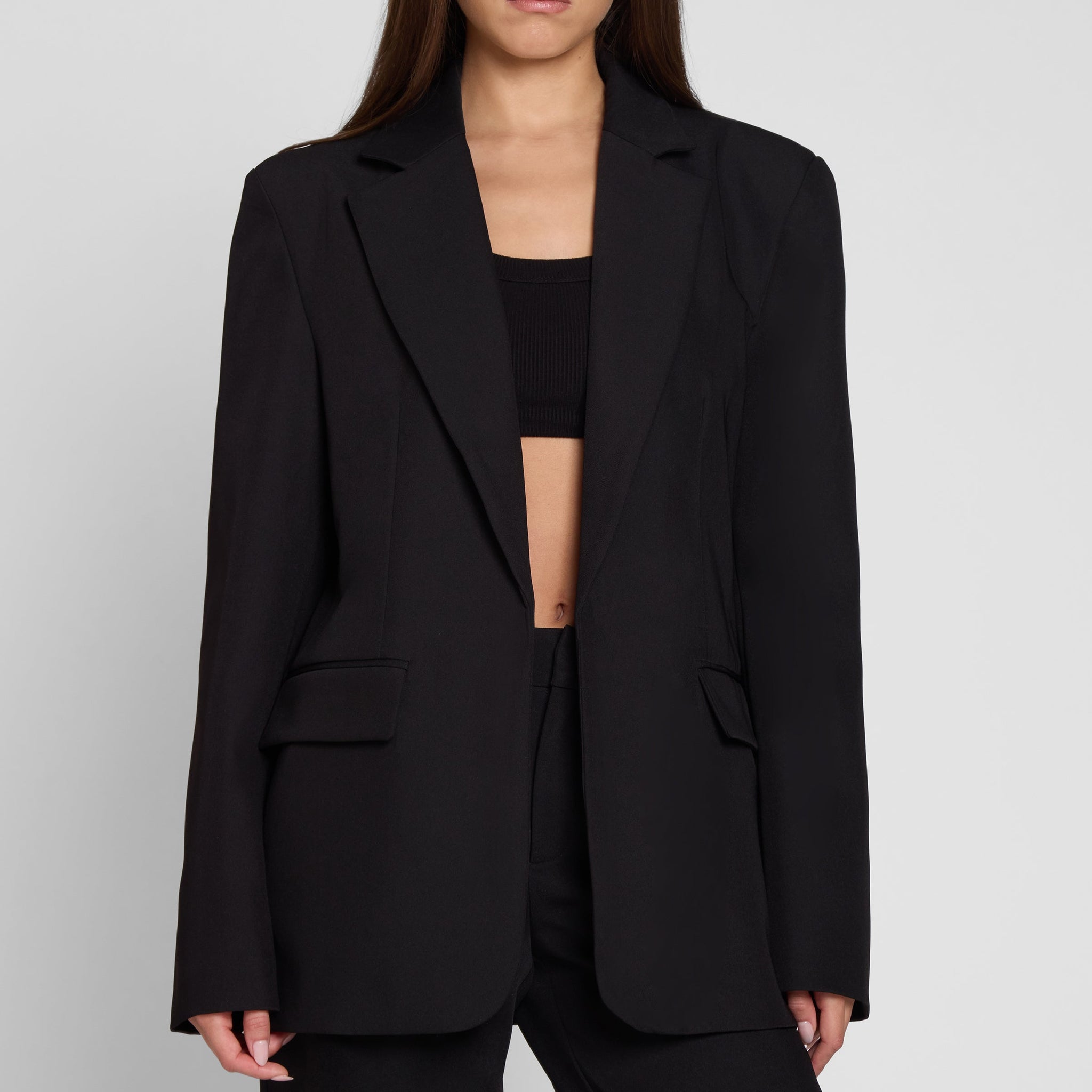 Alli Siyah Oversize Blazer | BLZ1001-BLK-XS | BLZ1001-BLK-S | BLZ1001-BLK-M | BLZ1001-BLK-L | BLZ1001-BLK-XL | BLZ1001-BLK-XXL