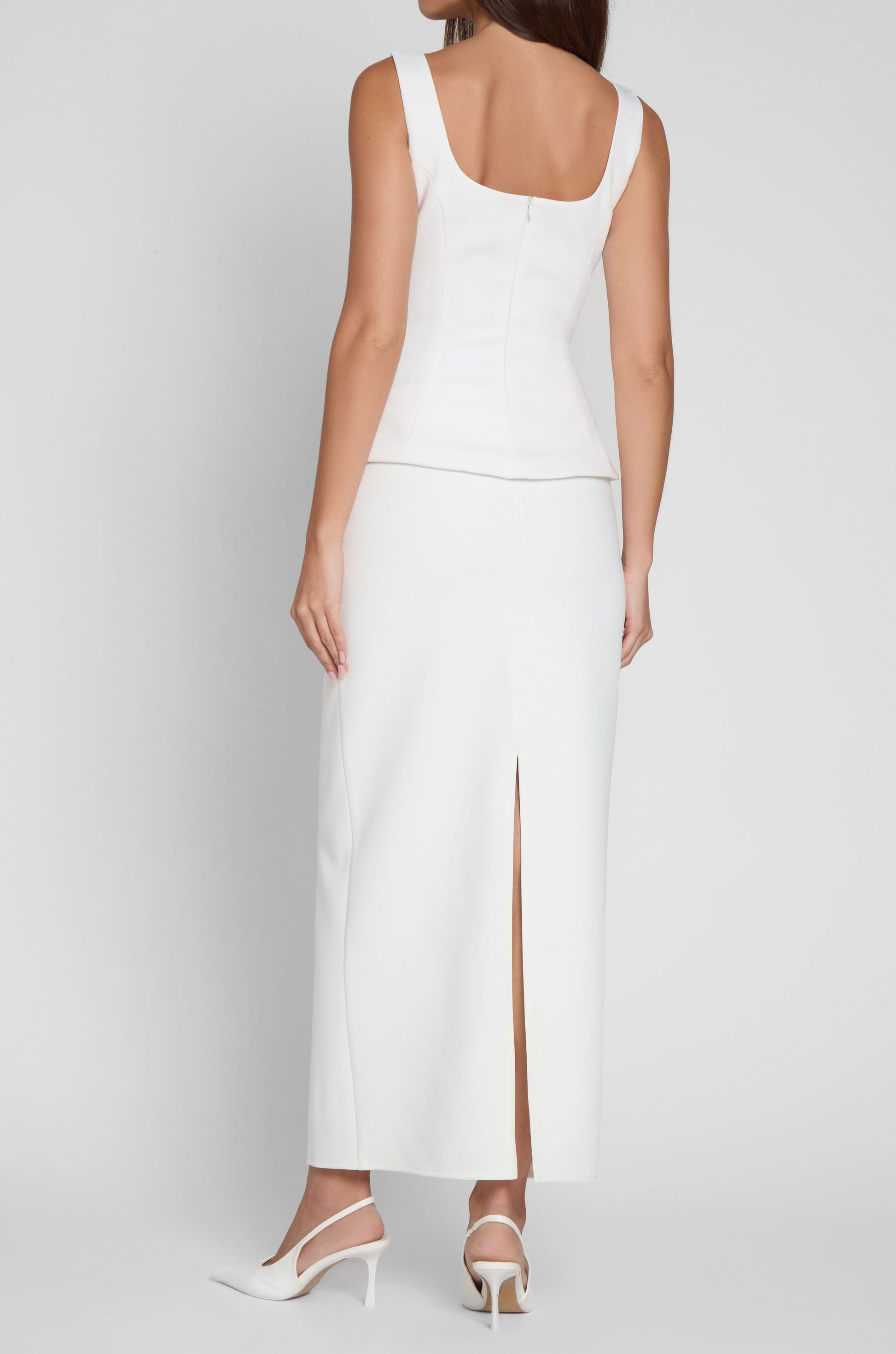 Austin Beyaz Yan Yirtmacli Maxi Etek | SKRT1015-WHITE-XS | SKRT1015-WHITE-S | SKRT1015-WHITE-M | SKRT1015-WHITE-L | SKRT1015-WHITE-XL | SKRT1015-WHITE-XXL