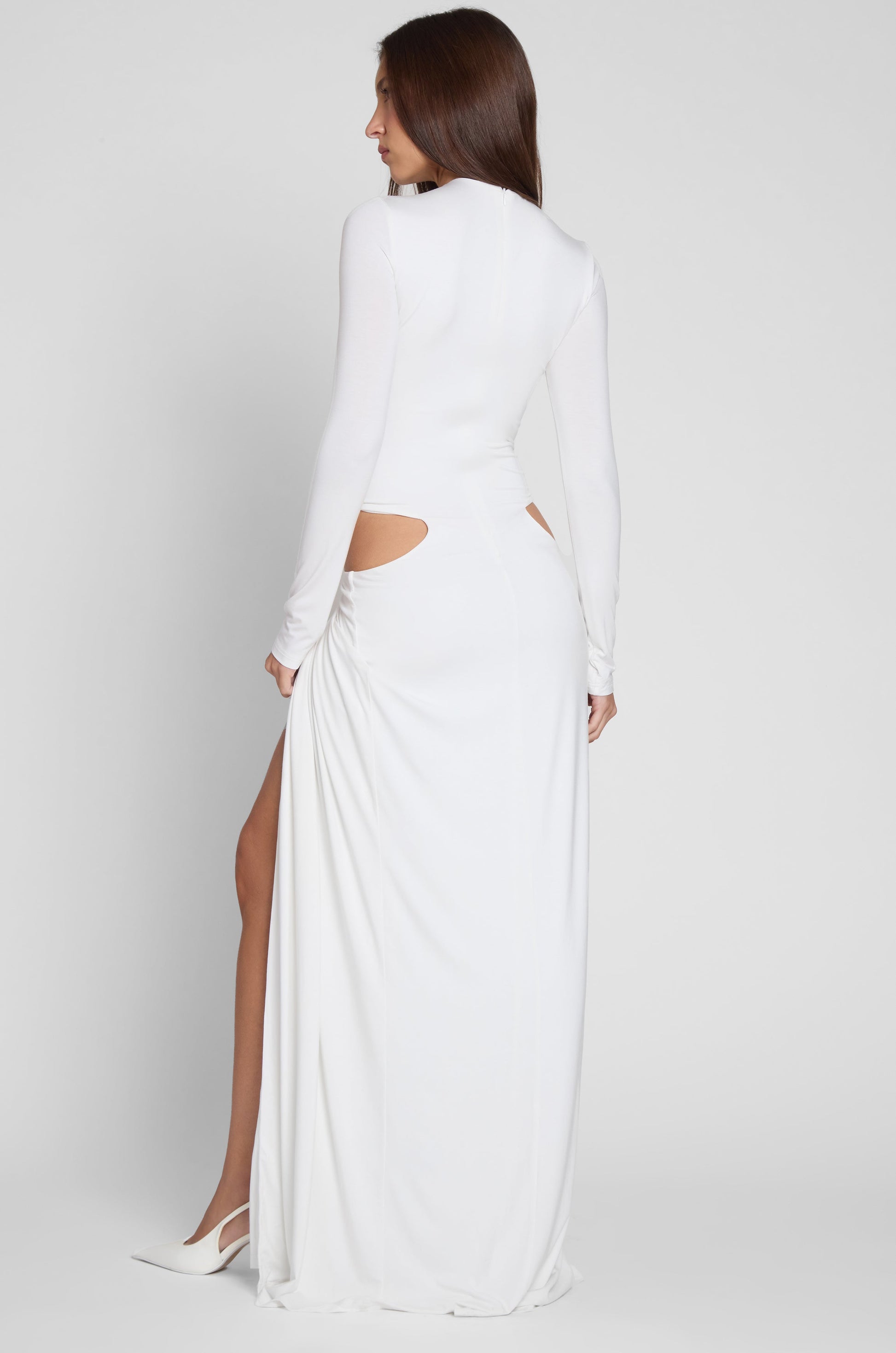 Azariah Kesik Detayli Maksi Elbise | D1149-WHITE-XS | D1149-WHITE-S | D1149-WHITE-M | D1149-WHITE-L | D1149-WHITE-XL | D1149-WHITE-XXL