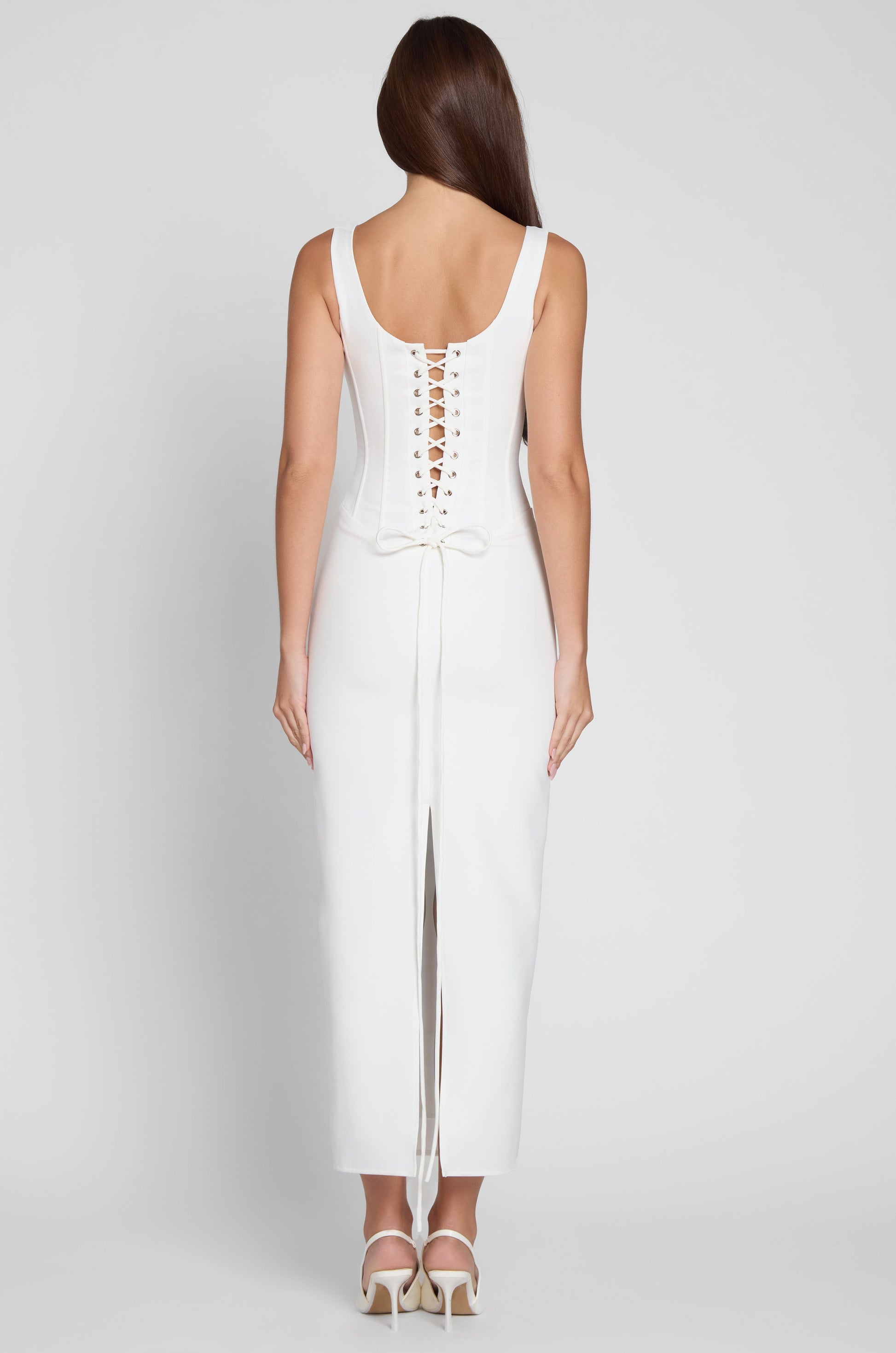 Janay Beyaz Korse Midi Elbise | D1115-WHITE-XS | D1115-WHITE-S | D1115-WHITE-M | D1115-WHITE-L | D1115-WHITE-XL | D1115-WHITE-XXL