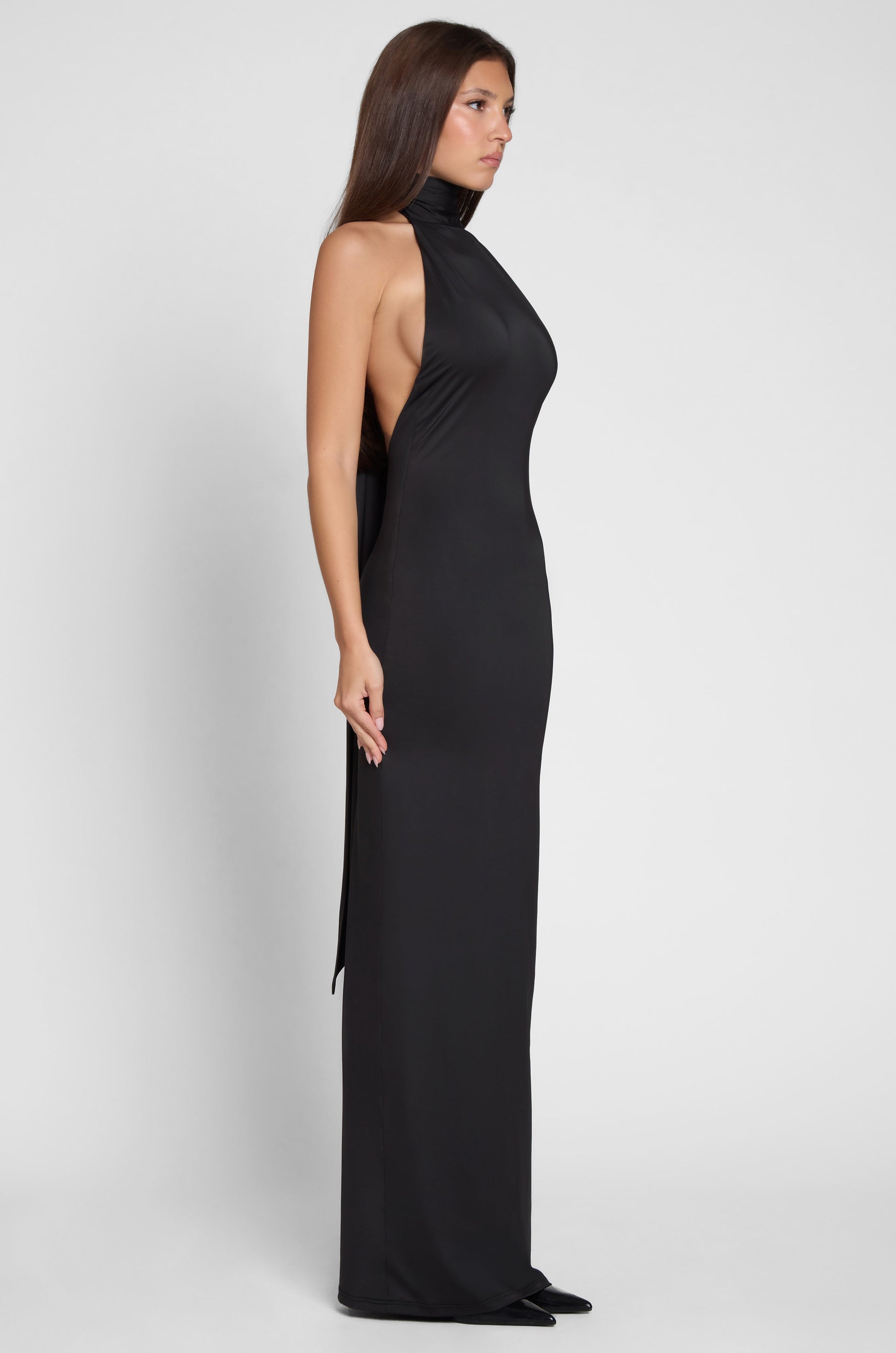 Leena Drapeli Maksi Elbise | D1075-BLK-XS | D1075-BLK-S | D1075-BLK-M | D1075-BLK-L | D1075-BLK-XL | D1075-BLK-XXL