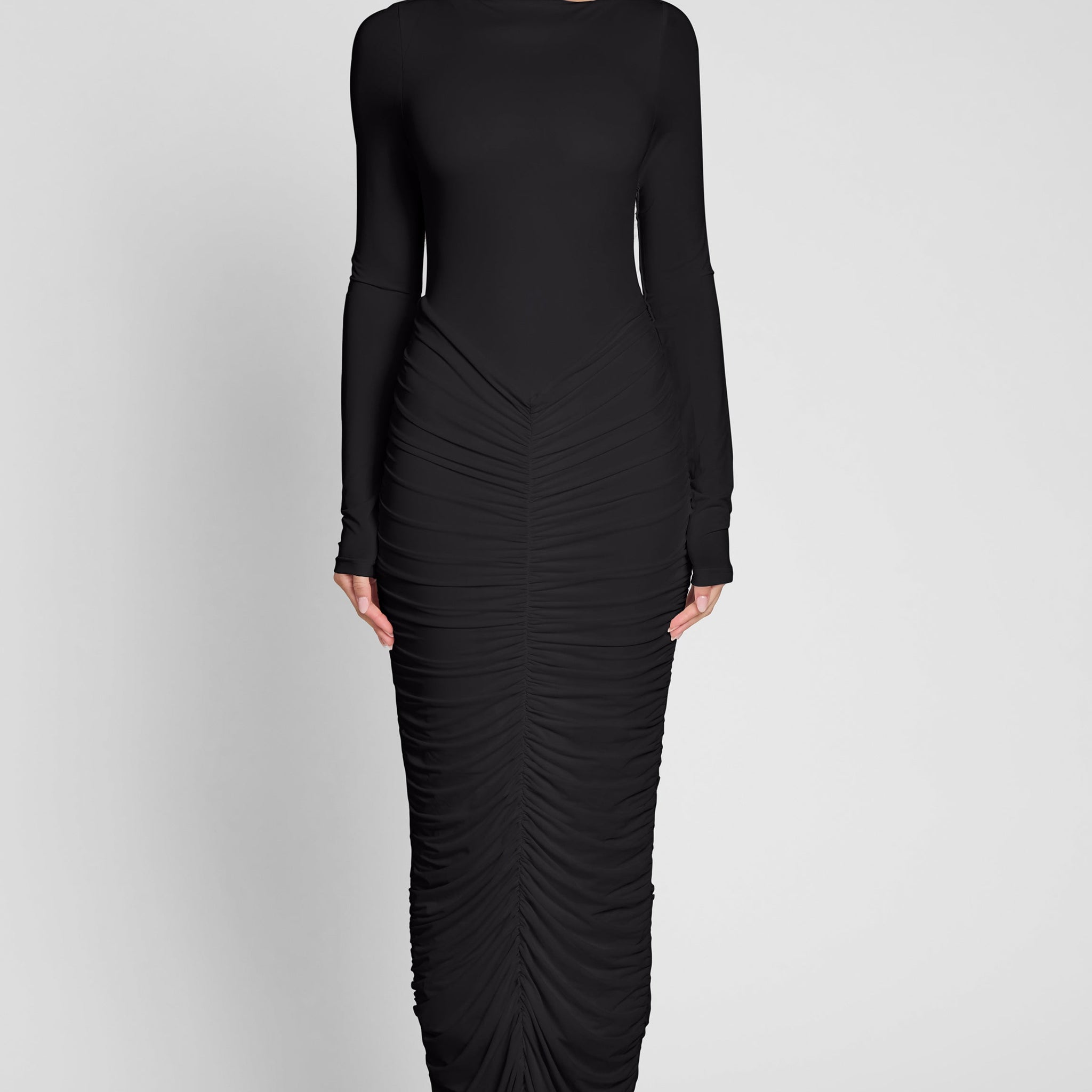 Aliyah Buzgulu Maxi Elbise | D1074-BLK-XS | D1074-BLK-S | D1074-BLK-M | D1074-BLK-L | D1074-BLK-XL | D1074-BLK-XXL