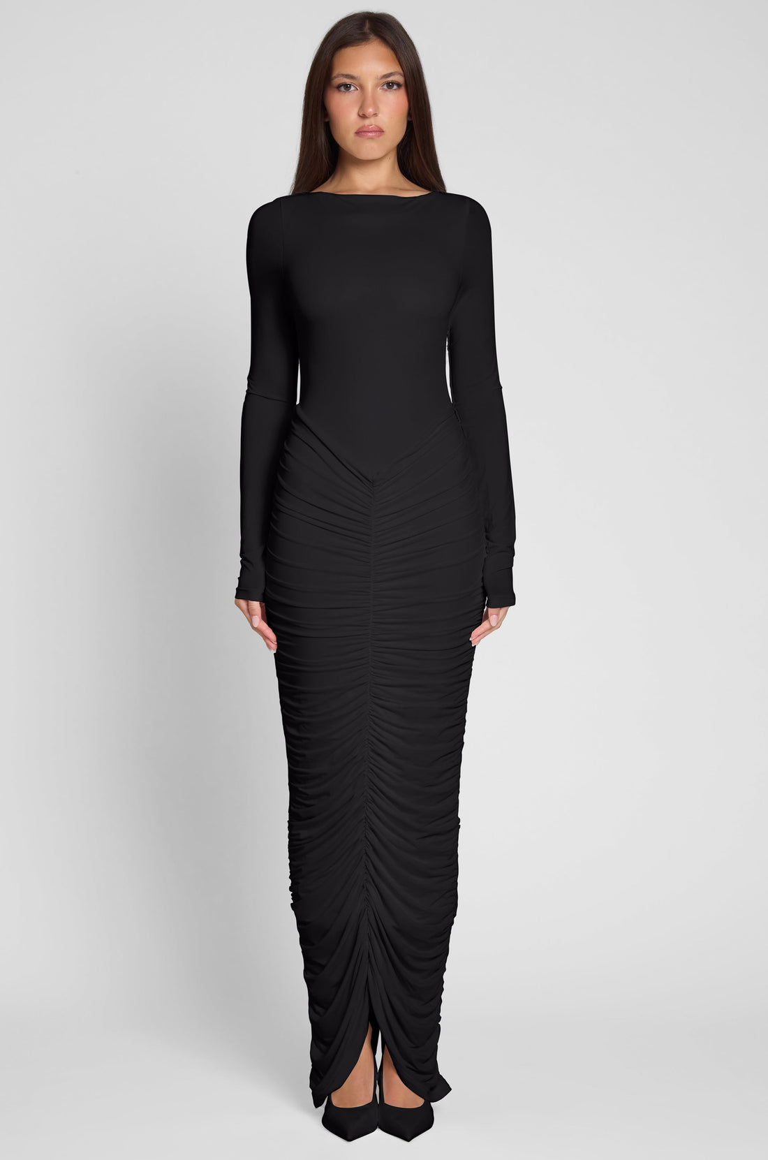 Aliyah Buzgulu Maxi Elbise | D1074-BLK-XS | D1074-BLK-S | D1074-BLK-M | D1074-BLK-L | D1074-BLK-XL | D1074-BLK-XXL