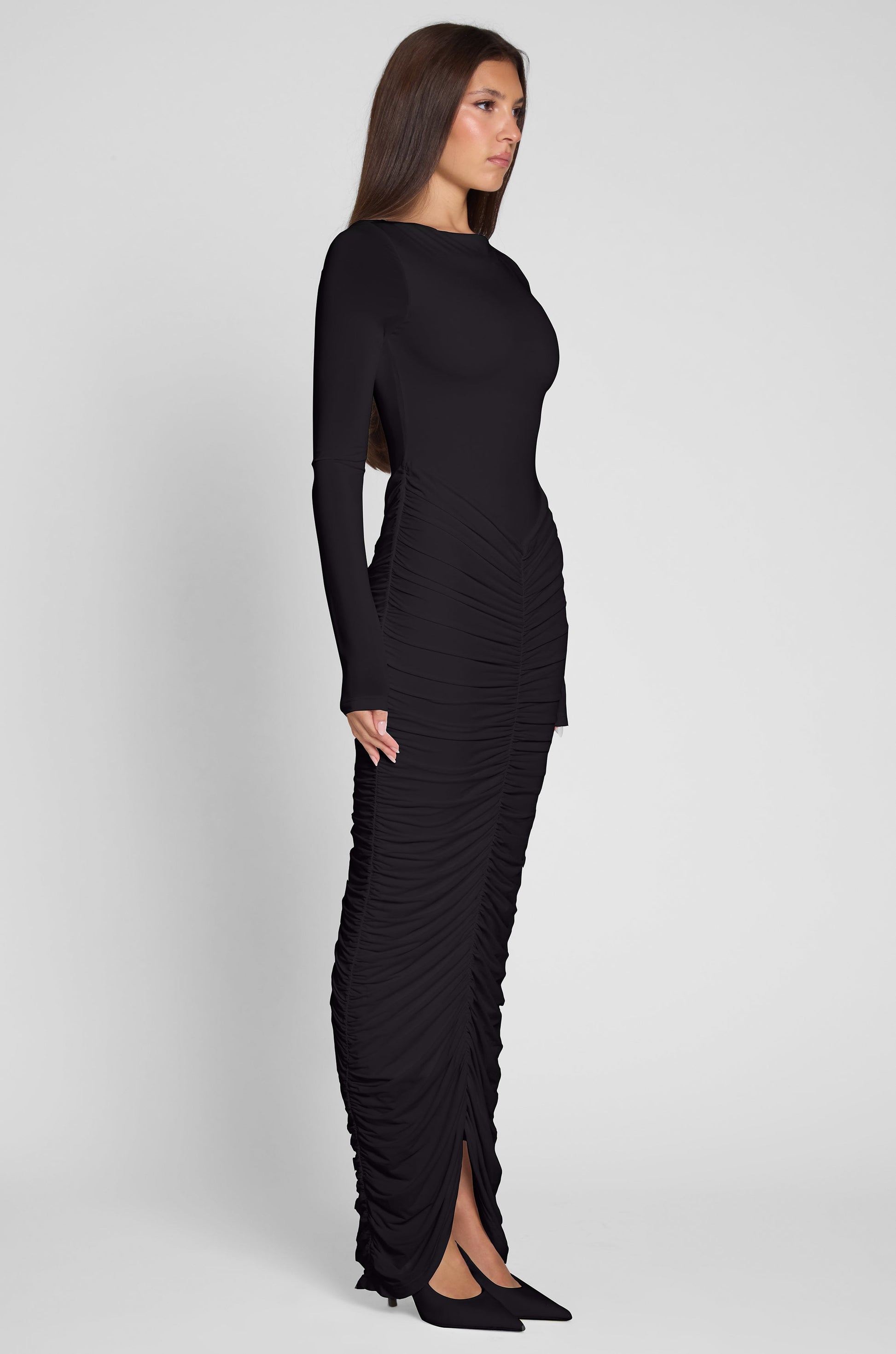 Aliyah Buzgulu Maxi Elbise | D1074-BLK-XS | D1074-BLK-S | D1074-BLK-M | D1074-BLK-L | D1074-BLK-XL | D1074-BLK-XXL