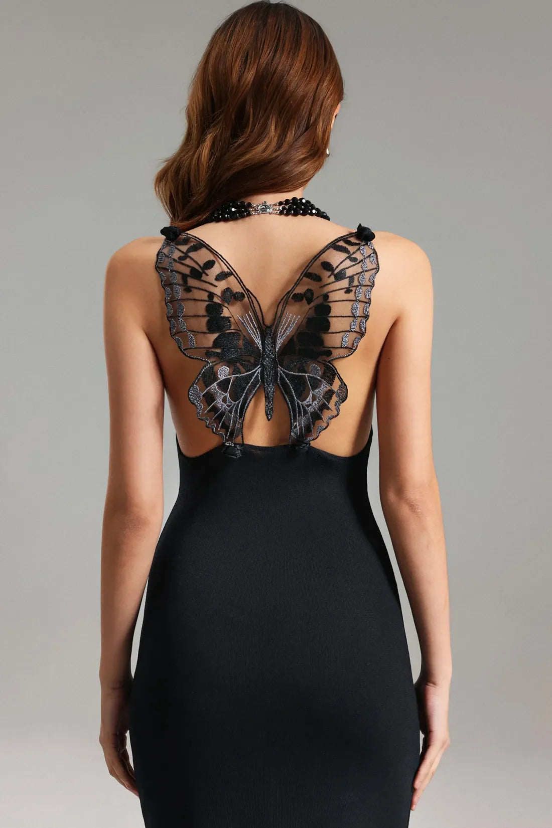 Aahana Butterfly Cut-Out Midi Dress | S-Siyah | M-Siyah | L-Siyah