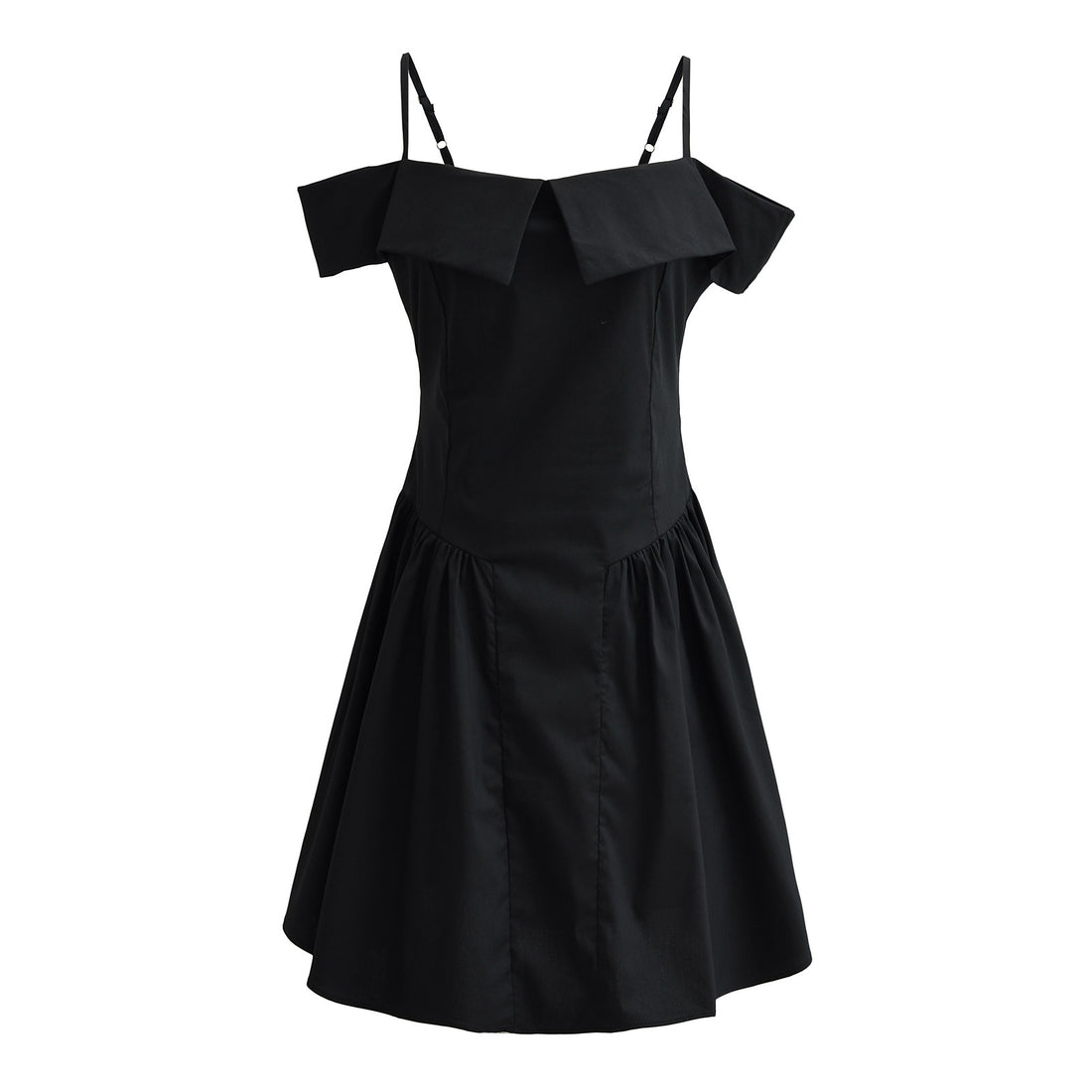 Marianne Omuz Dekolteli Piliseli Mini Elbise - Black [HZ3IXKOZ]