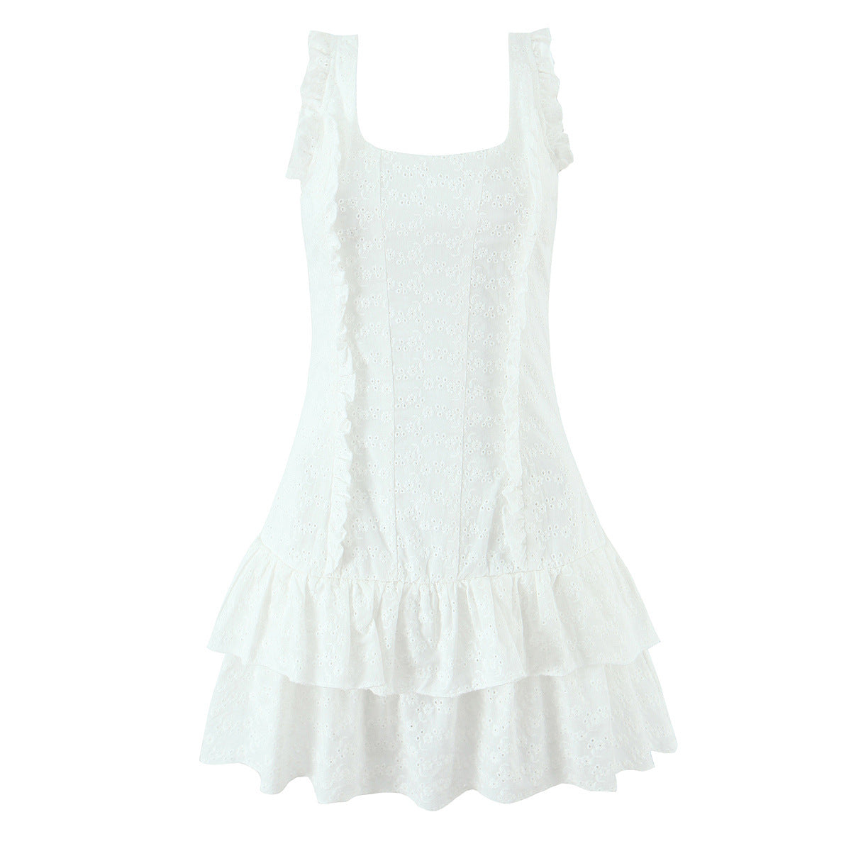 Laiklynn Kare Yaka Dantelli Mini Elbise - White [35B5XOA5]