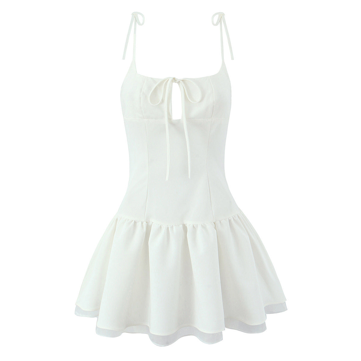 Emmy Askılı Pileli Mini Elbise - White [8L9TG67D]