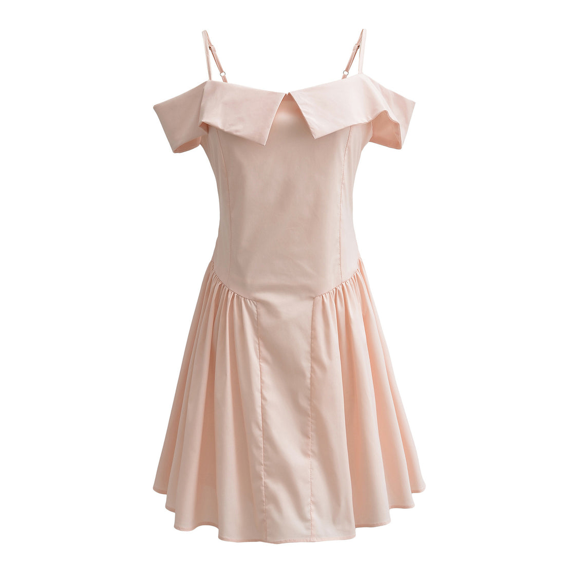 Marianne Omuz Dekolteli Piliseli Mini Elbise - Light Pink [LJ220O4P]