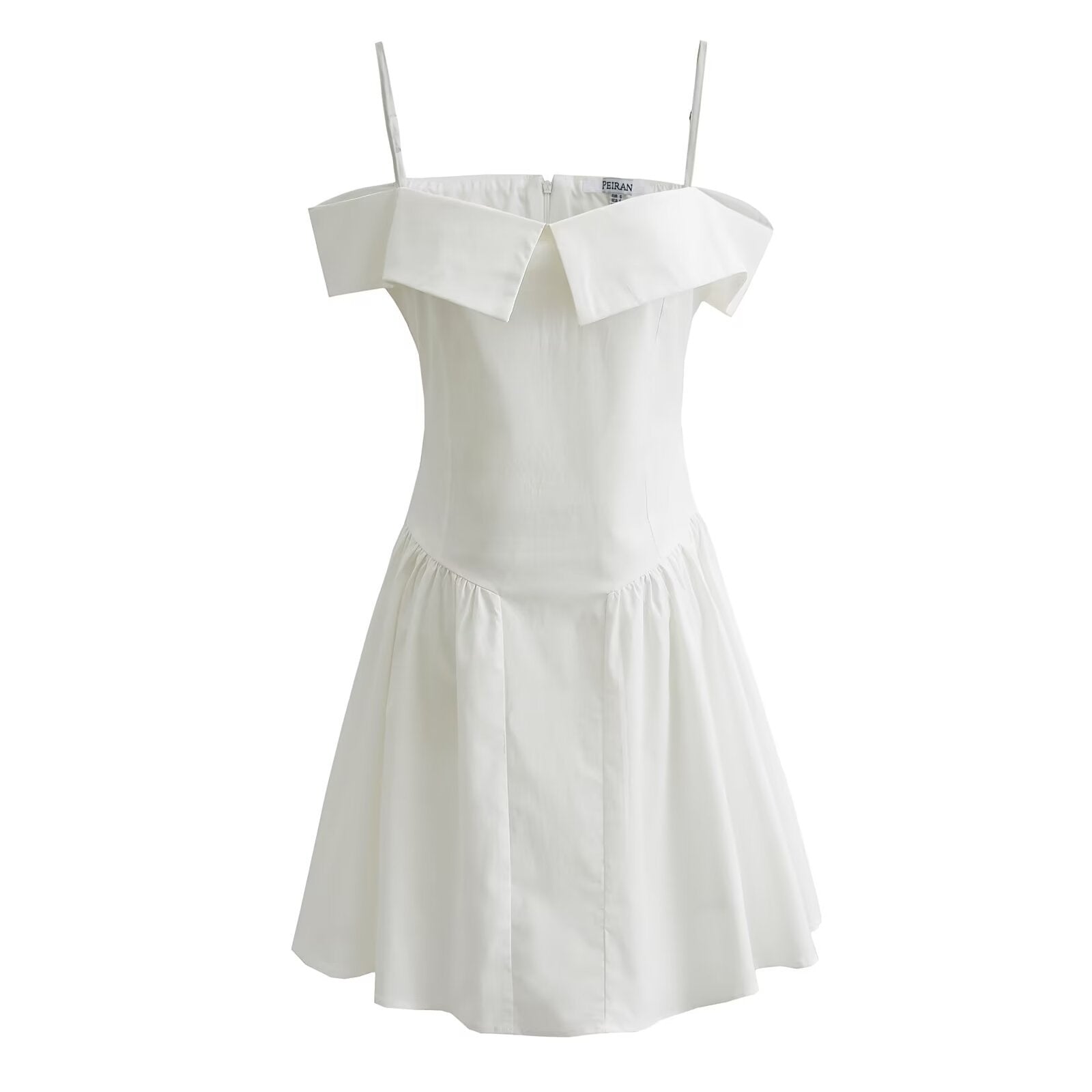 Marianne Omuz Dekolteli Piliseli Mini Elbise - White [6MKGL1Z4]