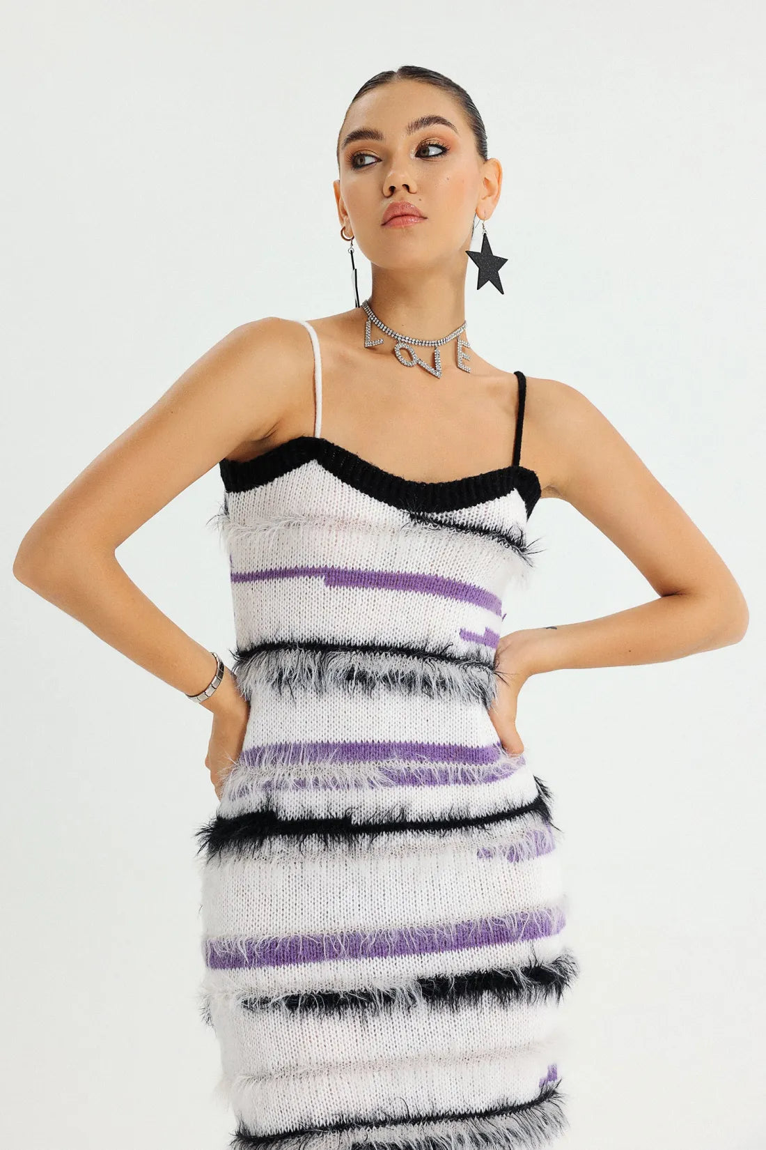 Wynonna Cizgili Halter Midi Elbise | S | M | L