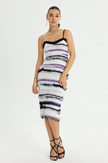 Wynonna Cizgili Halter Midi Elbise | S | M | L