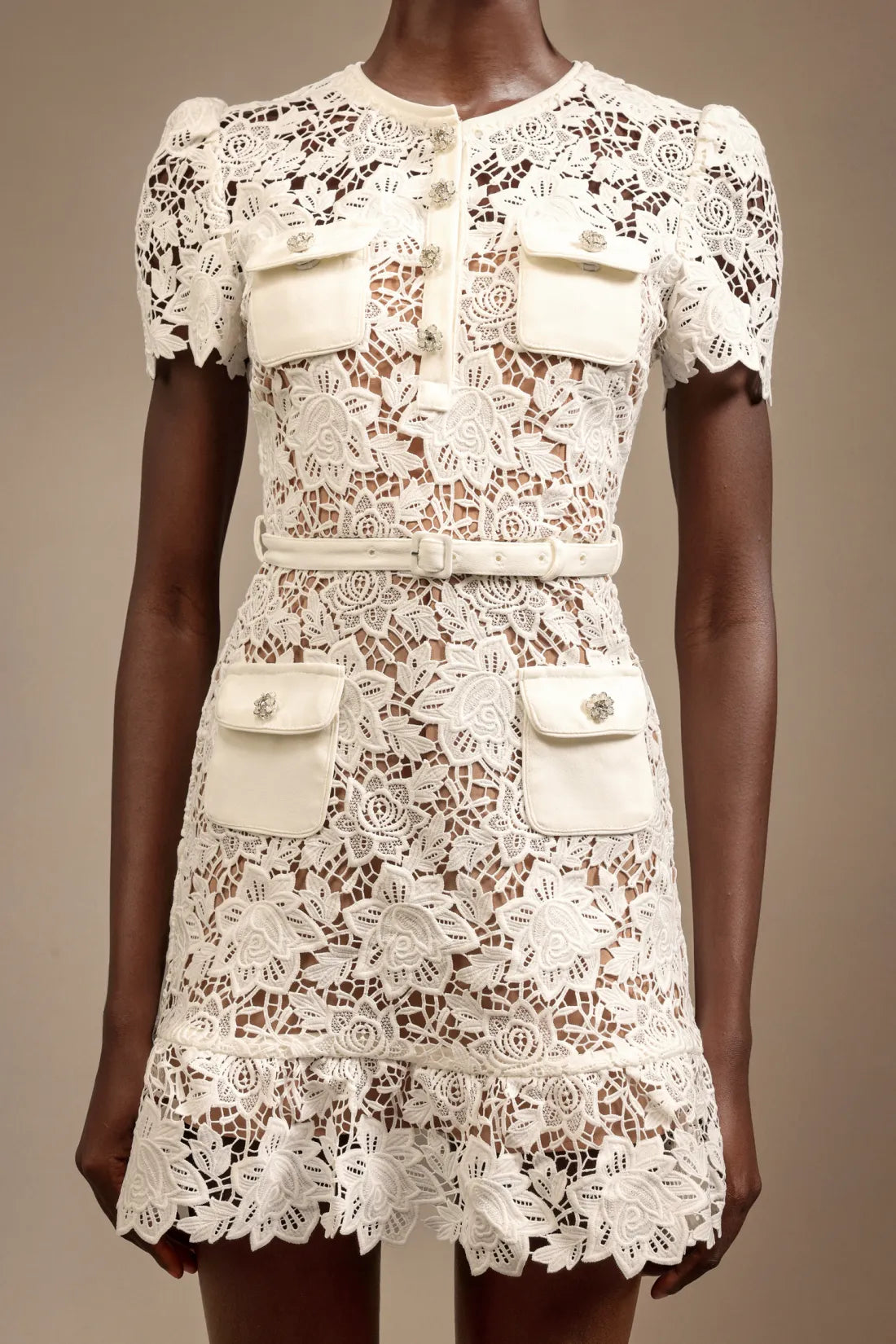Saoirse Diamond Lace Mini Dress | S-Beyaz | M-Beyaz | L-Beyaz