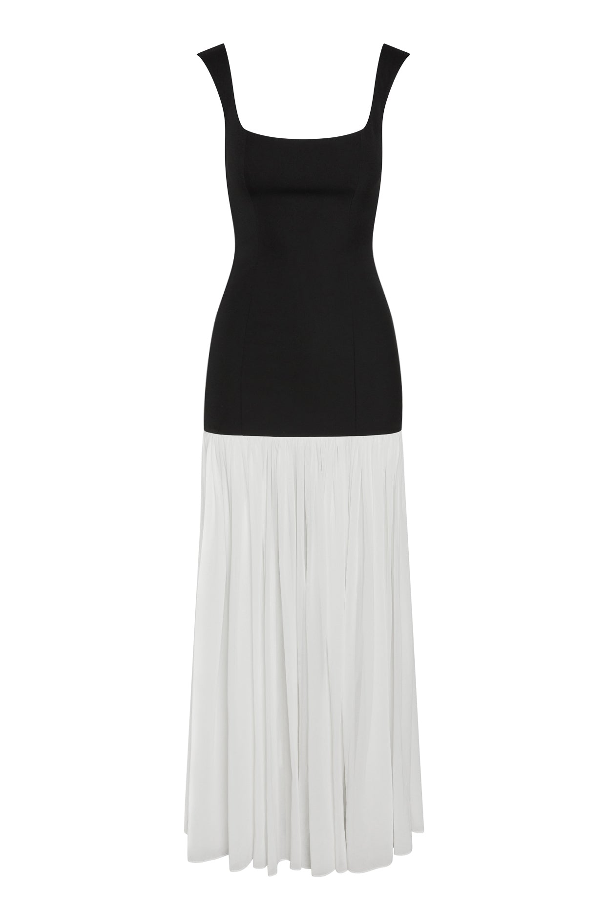 Mirian Kontrast Sifon Maksi Elbise | D1110-BLK-XS | D1110-BLK-S | D1110-BLK-M | D1110-BLK-L | D1110-BLK-XL | D1110-BLK-XXL