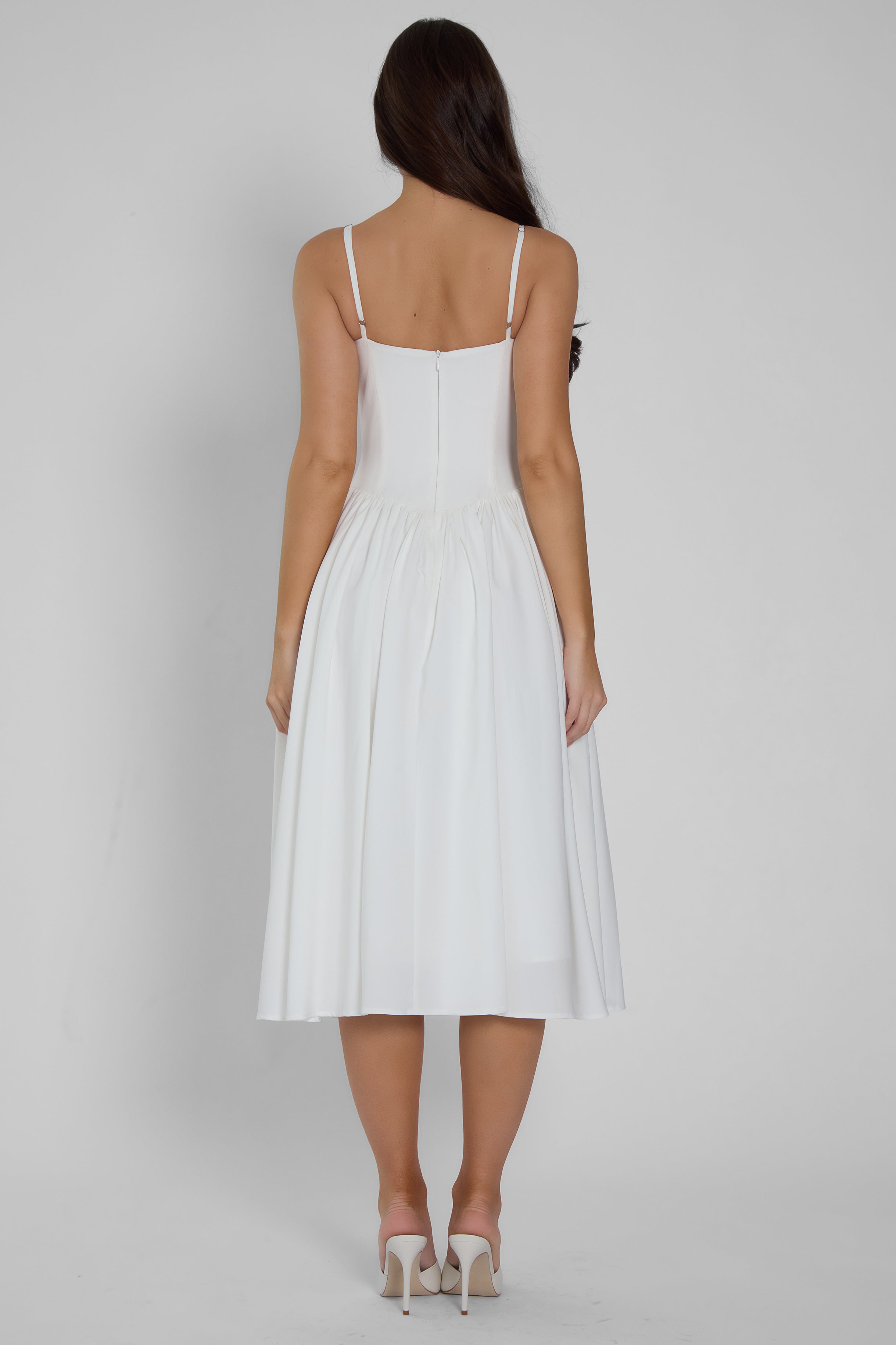 Jori Korse Midi Elbise | D1079-WHITE-XS | D1079-WHITE-S | D1079-WHITE-M | D1079-WHITE-L | D1079-WHITE-XL | D1079-WHITE-XXL