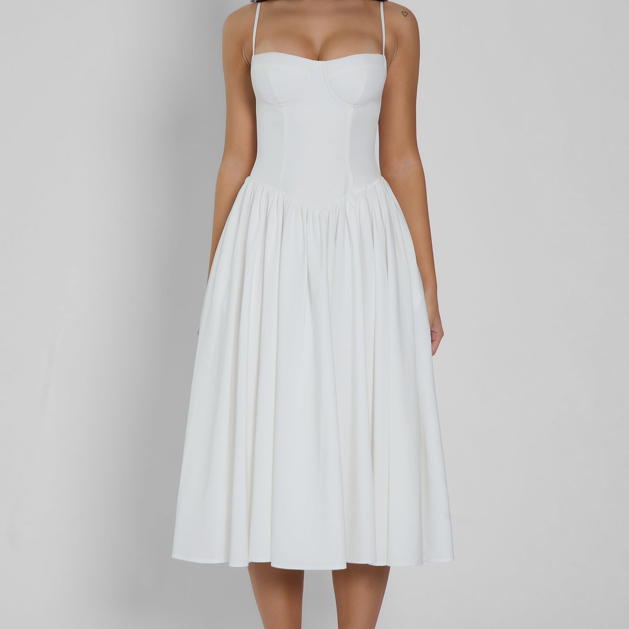 Jori Korse Midi Elbise | D1079-WHITE-XS | D1079-WHITE-S | D1079-WHITE-M | D1079-WHITE-L | D1079-WHITE-XL | D1079-WHITE-XXL
