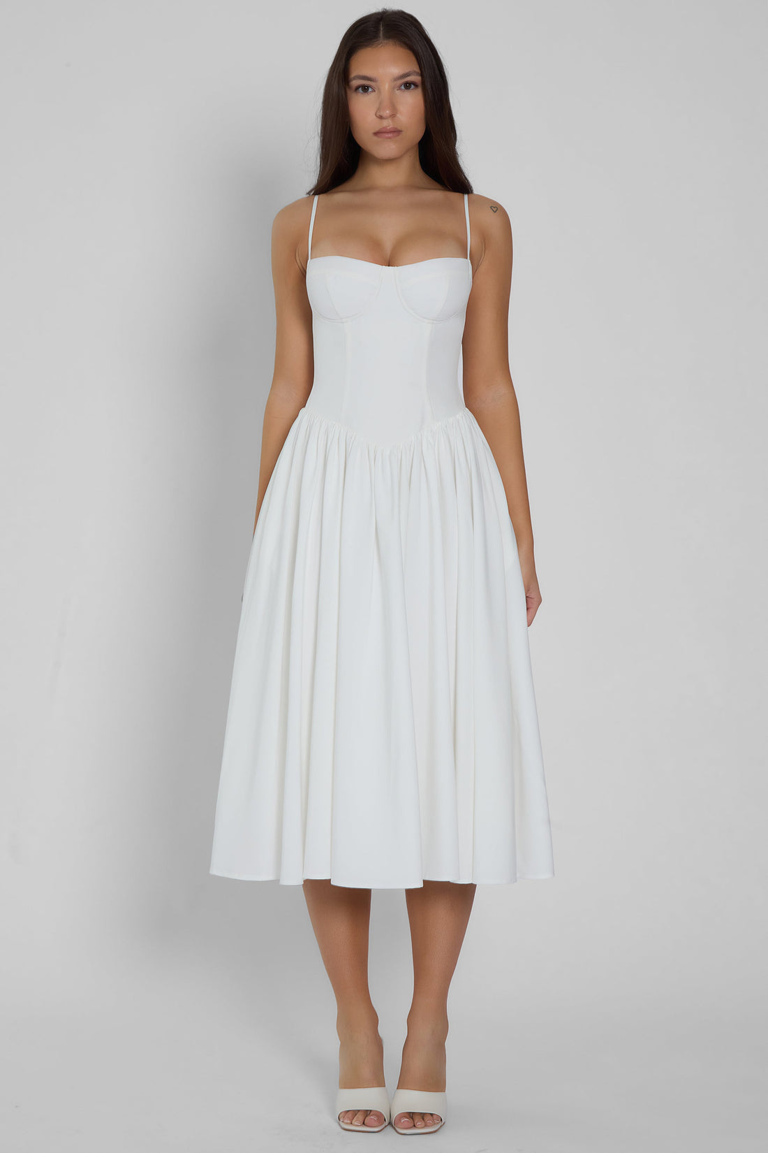 Jori Korse Midi Elbise | D1079-WHITE-XS | D1079-WHITE-S | D1079-WHITE-M | D1079-WHITE-L | D1079-WHITE-XL | D1079-WHITE-XXL