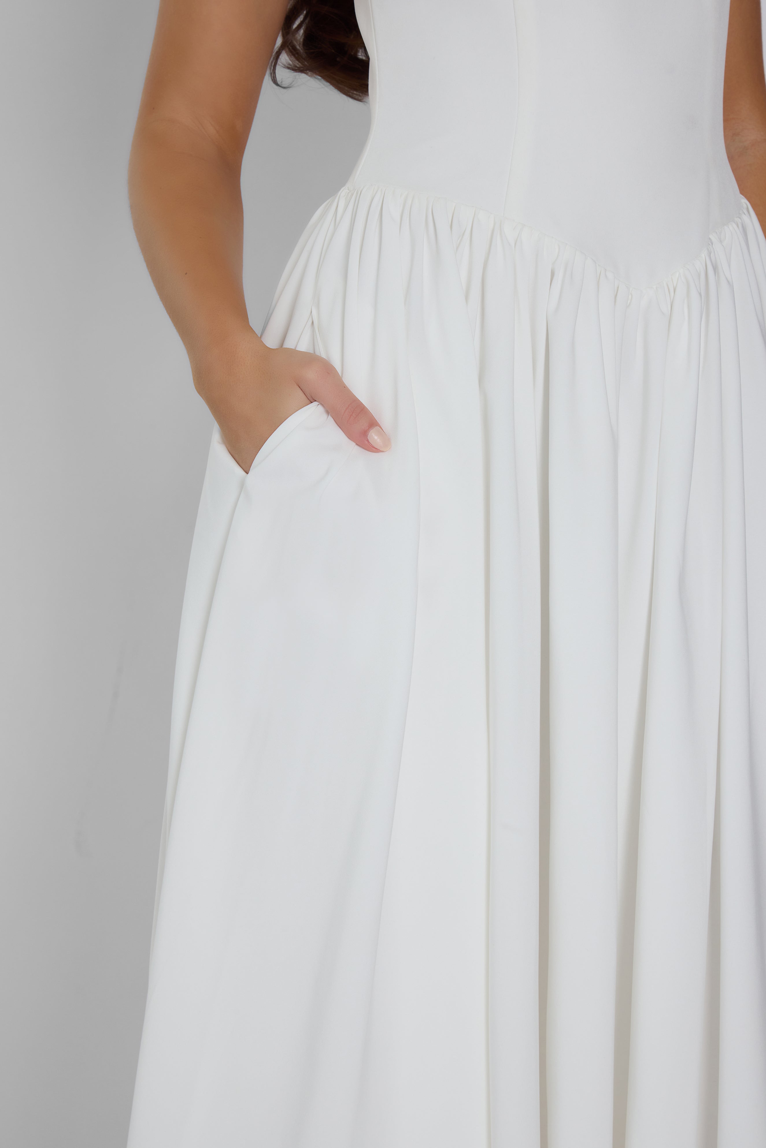 Jori Korse Midi Elbise | D1079-WHITE-XS | D1079-WHITE-S | D1079-WHITE-M | D1079-WHITE-L | D1079-WHITE-XL | D1079-WHITE-XXL
