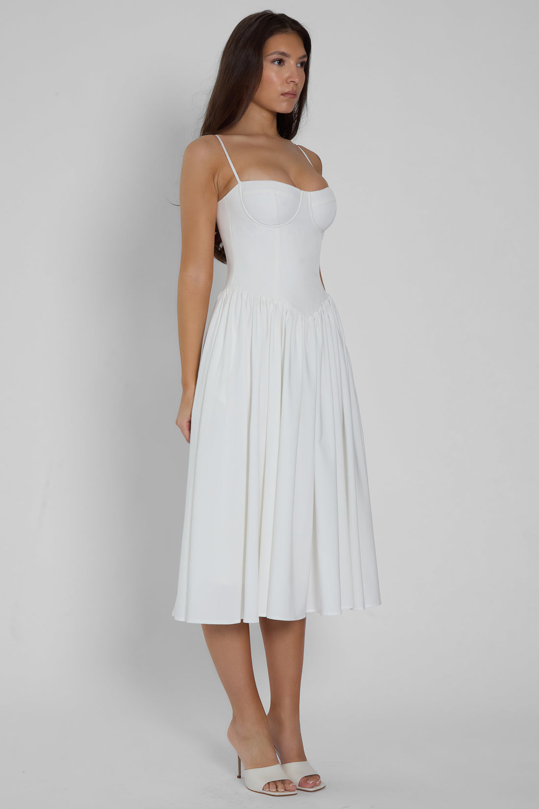 Jori Korse Midi Elbise | D1079-WHITE-XS | D1079-WHITE-S | D1079-WHITE-M | D1079-WHITE-L | D1079-WHITE-XL | D1079-WHITE-XXL
