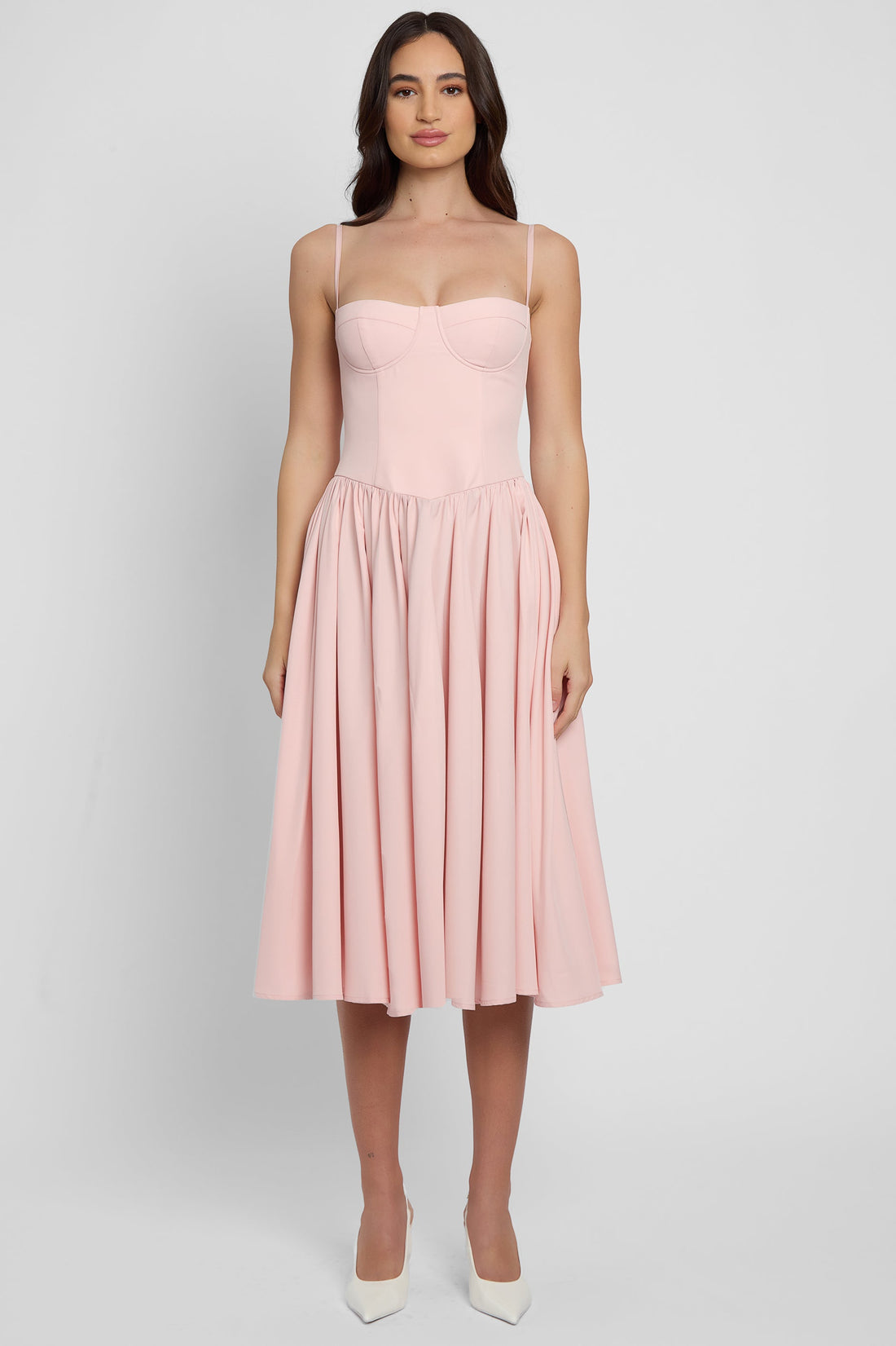 Ryanne Straplez Bustiyer Midi Elbise | D1079-PINK-XS | D1079-PINK-S | D1079-PINK-M | D1079-PINK-L | D1079-PINK-XL | D1079-PINK-XXL