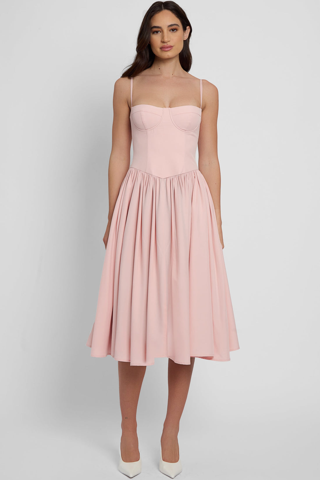 Ryanne Straplez Bustiyer Midi Elbise | D1079-PINK-XS | D1079-PINK-S | D1079-PINK-M | D1079-PINK-L | D1079-PINK-XL | D1079-PINK-XXL