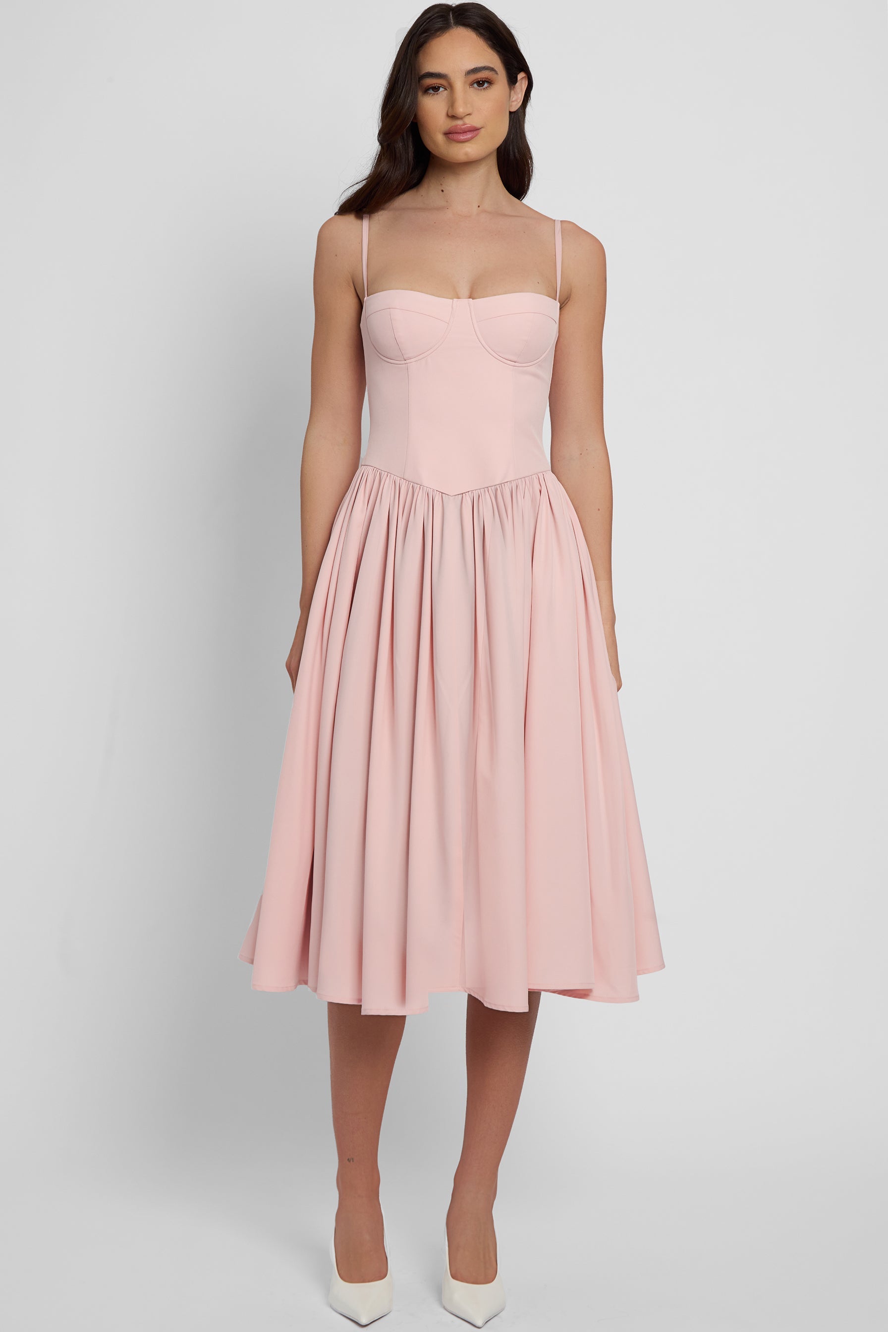 Ryanne Straplez Bustiyer Midi Elbise | D1079-PINK-XS | D1079-PINK-S | D1079-PINK-M | D1079-PINK-L | D1079-PINK-XL | D1079-PINK-XXL