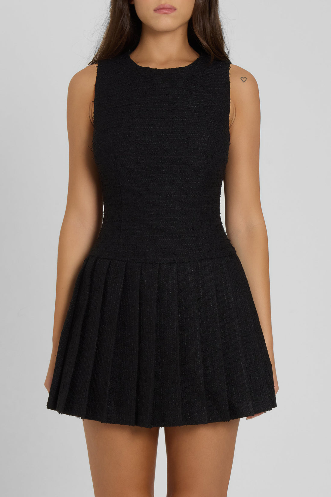 Kynzie Siyah Buklet Mini Elbise | D1043-BLK-XS | D1043-BLK-S | D1043-BLK-M | D1043-BLK-L | D1043-BLK-XL | D1043-BLK-XXL