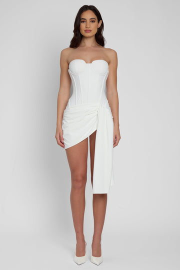 Zakiyah Straplez Korseli Mini Elbise | D1077-WHITE-XS | D1077-WHITE-S | D1077-WHITE-M | D1077-WHITE-L | D1077-WHITE-XL | D1077-WHITE-XXL