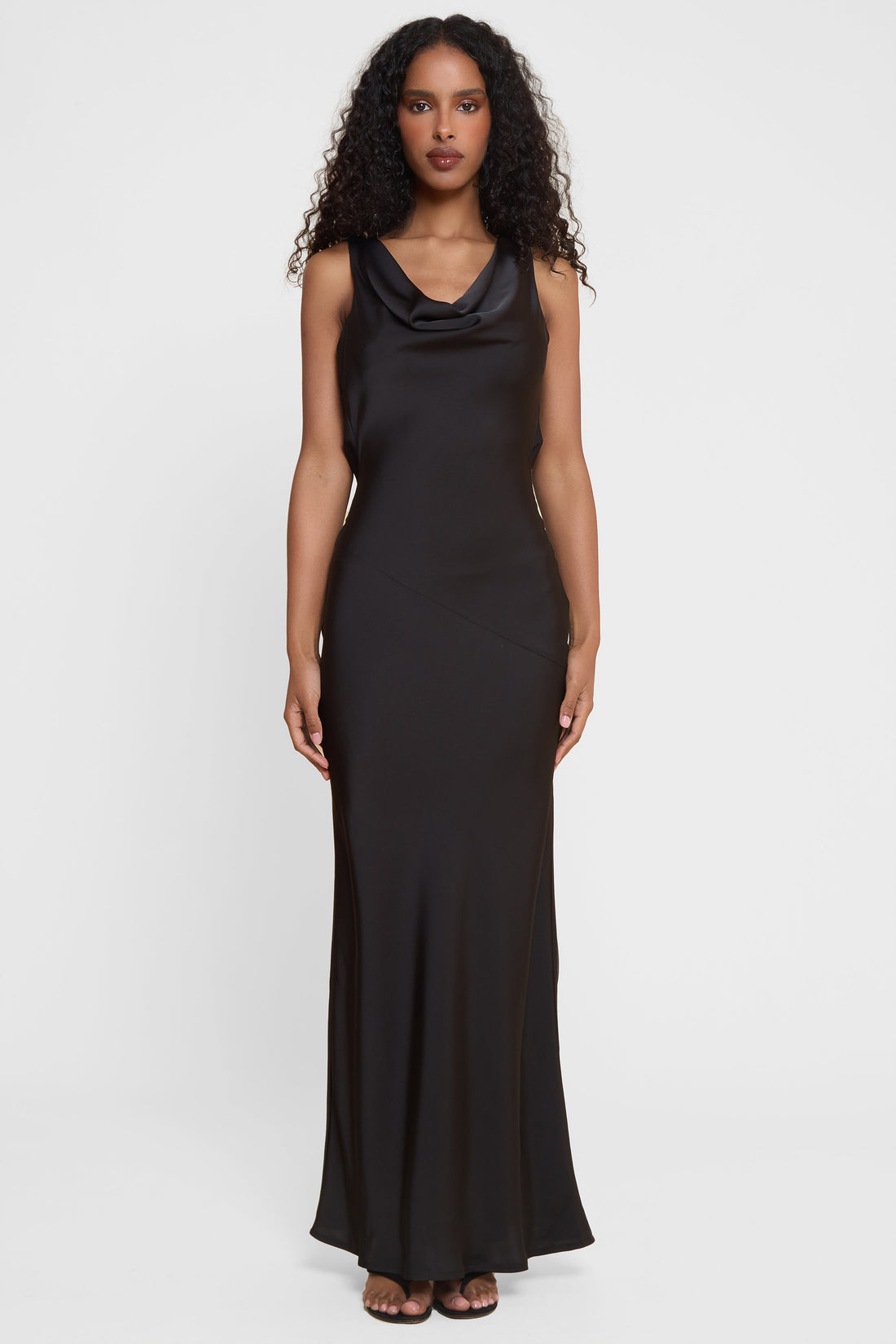 Rosie Saten Sirt Dekolteli Elbise | D1100-BLK-XS | D1100-BLK-S | D1100-BLK-M | D1100-BLK-L | D1100-BLK-XL | D1100-BLK-XXL