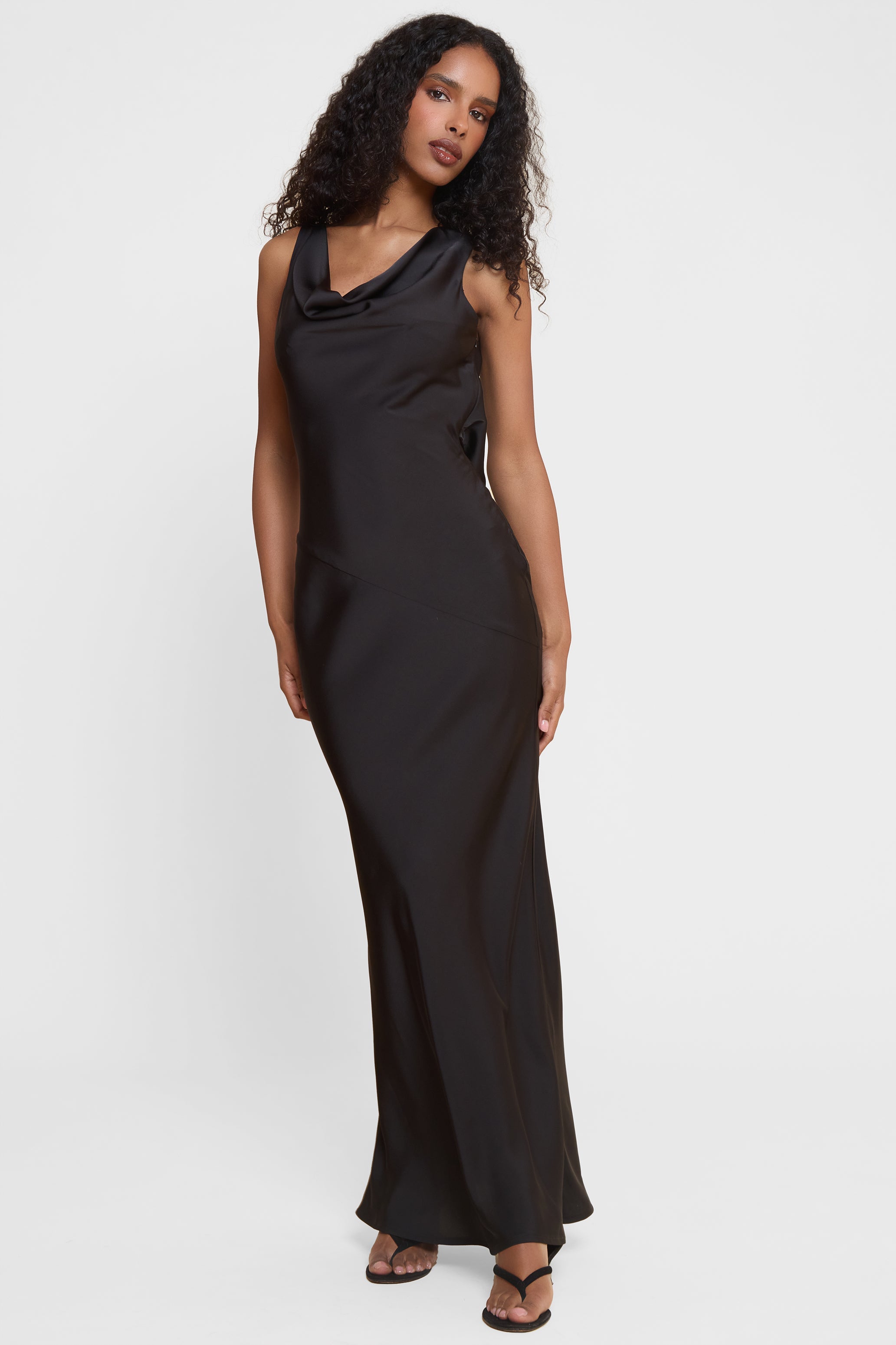 Rosie Saten Sirt Dekolteli Elbise | D1100-BLK-XS | D1100-BLK-S | D1100-BLK-M | D1100-BLK-L | D1100-BLK-XL | D1100-BLK-XXL