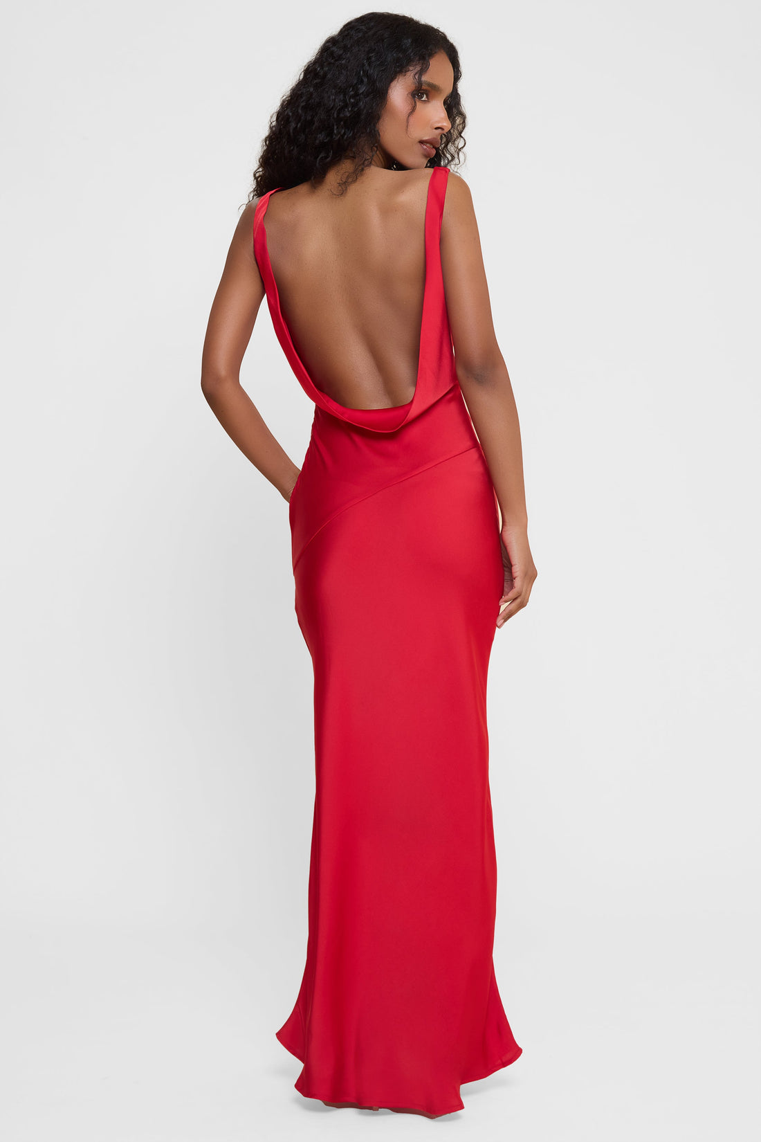 Breelynn Saten Drapeli Maksi Elbise | D1100-RED-XS | D1100-RED-S | D1100-RED-M | D1100-RED-L | D1100-RED-XL | D1100-RED-XXL